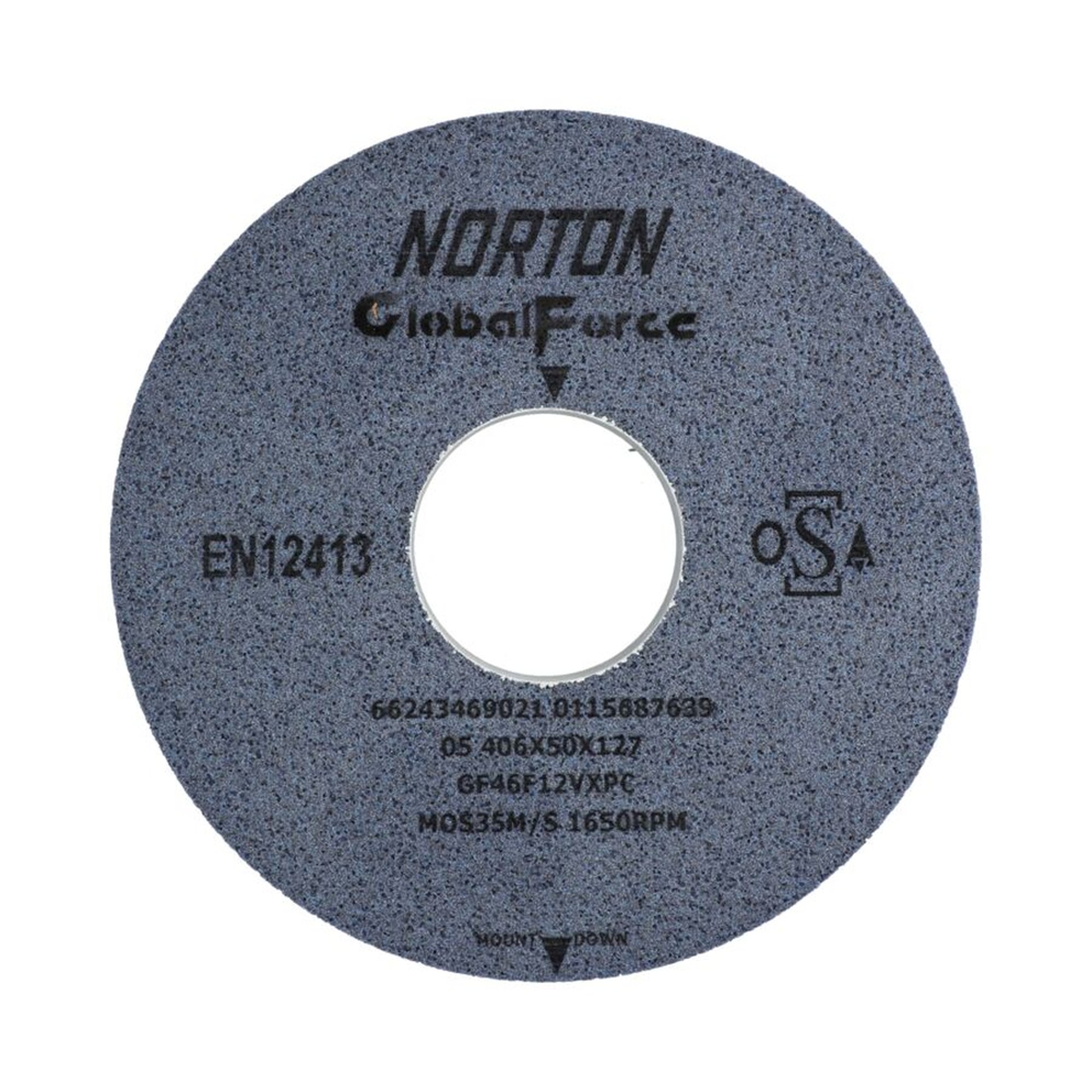 Meule Norton 406x50x127 GF 46 FVXP avec évidement unilatéral, 215 mm, 13 mm