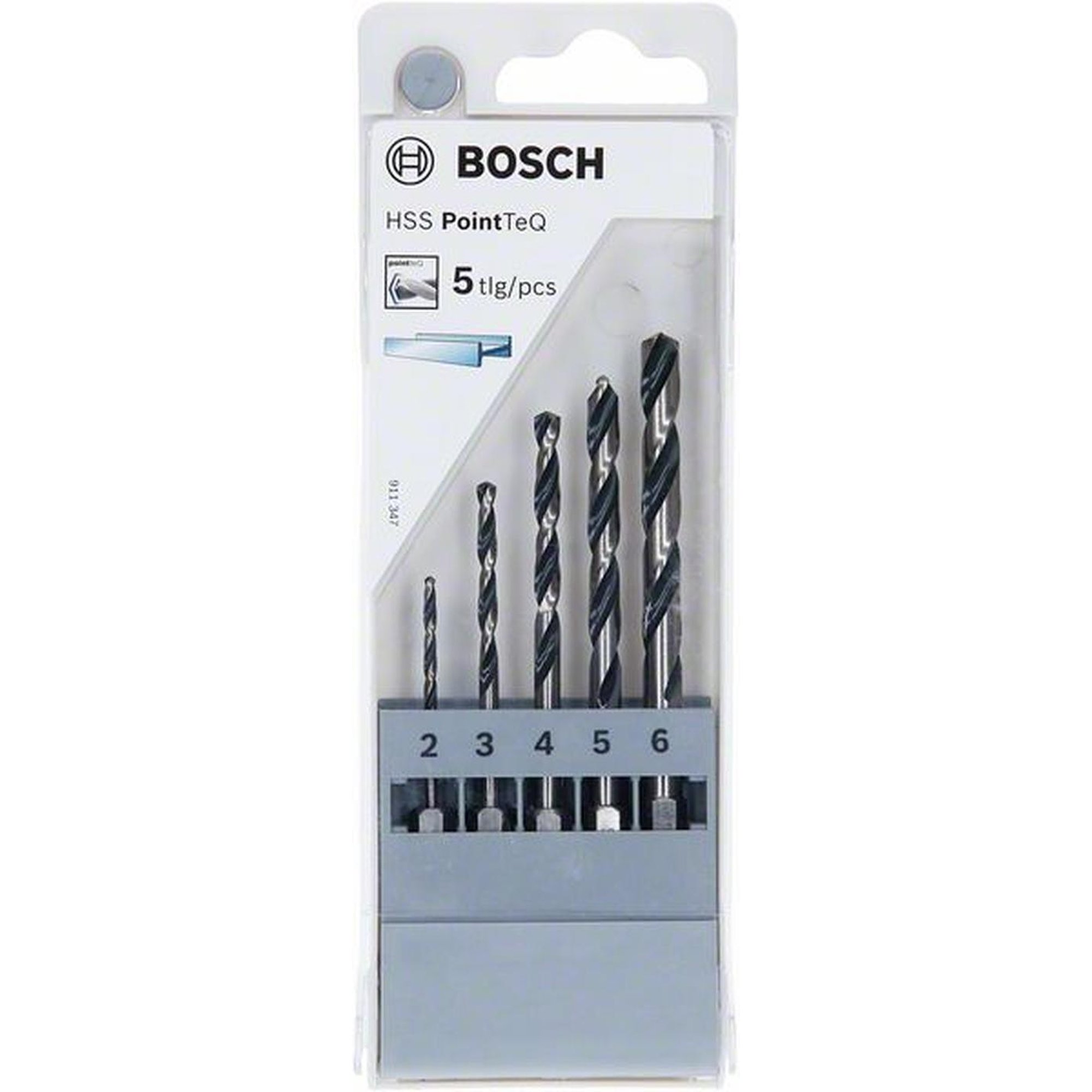 Set de forets hélicoïdaux HSS PointTeQ Bosch Professional avec tige hexagonale 5 pièces Ø 2 - 6 mm