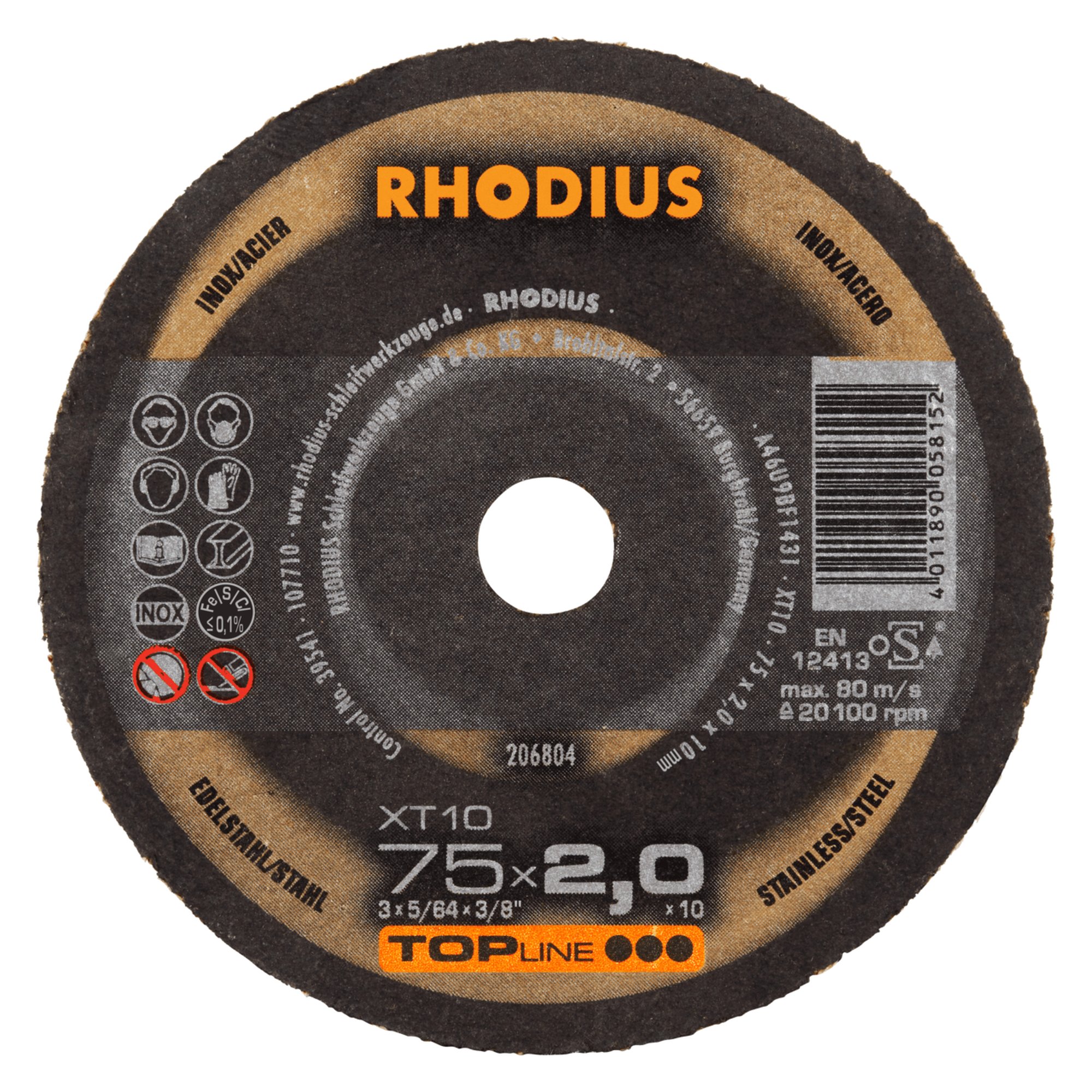 Disque de séparation mini extra fin RHODIUS XT10 MINI Ø 75 mm