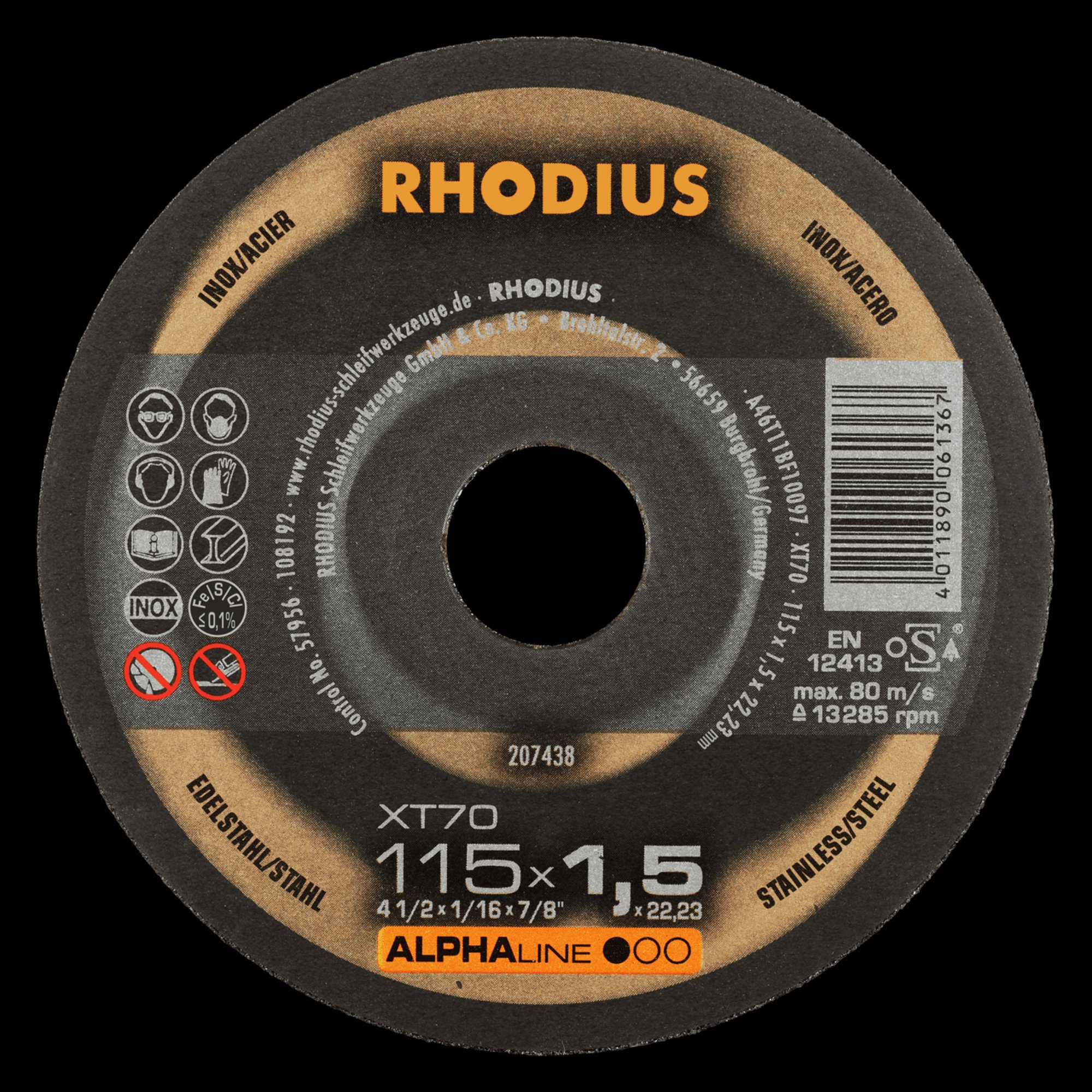 Disque à tronçonner extra fin RHODIUS XT70 Ø 115 mm