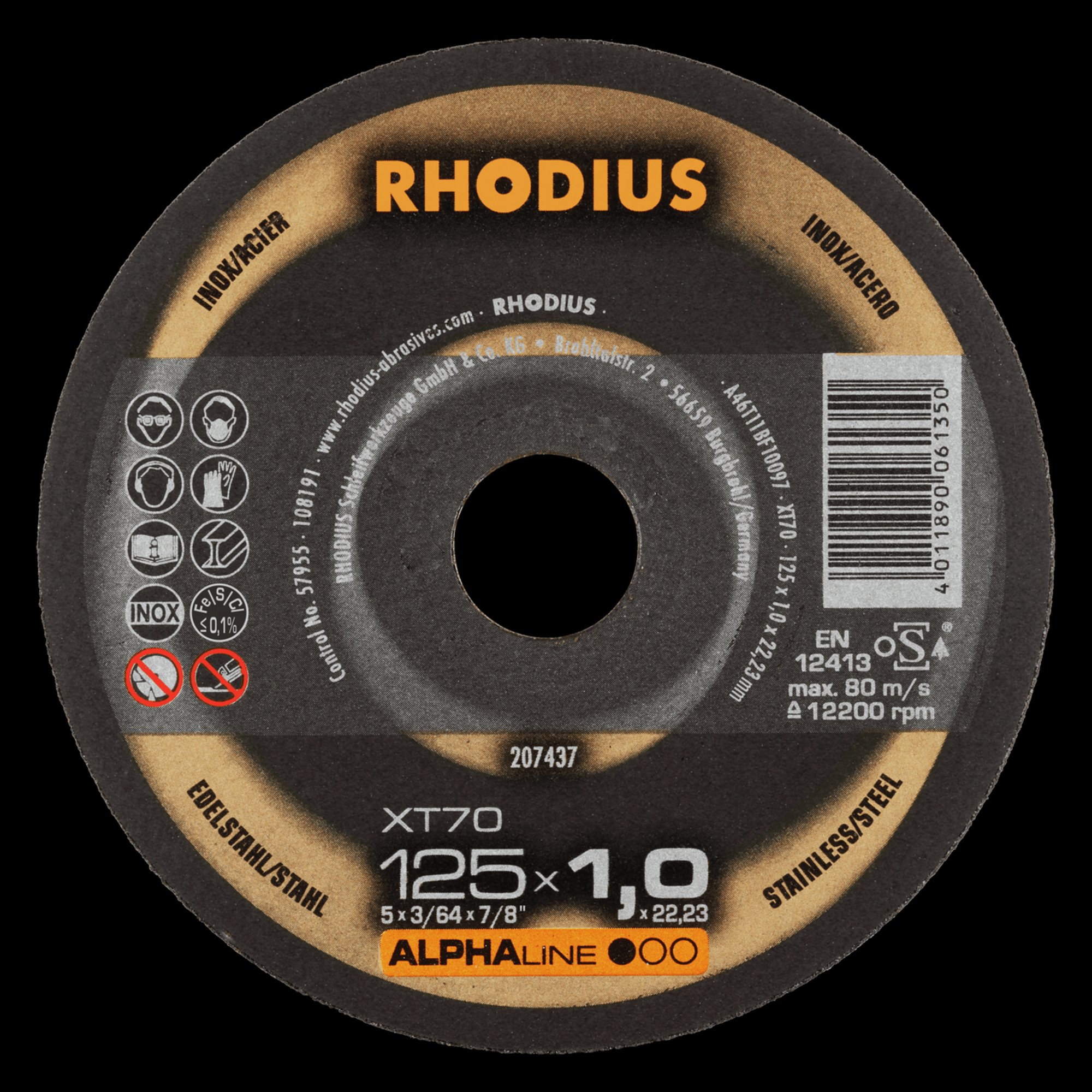 Disque de découpe extra fin RHODIUS XT70 Ø 125 mm