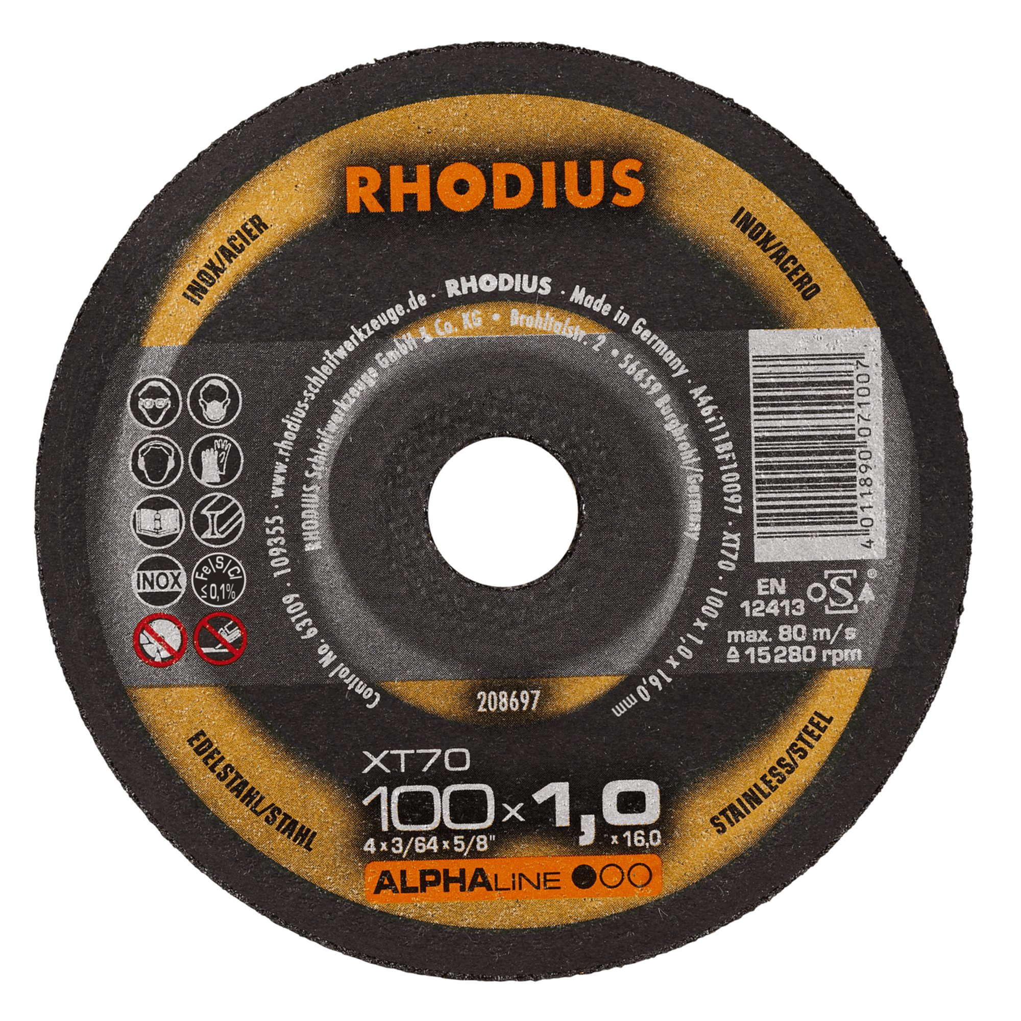 Disque de séparation extra-fin RHODIUS XT70 Ø 100 mm
