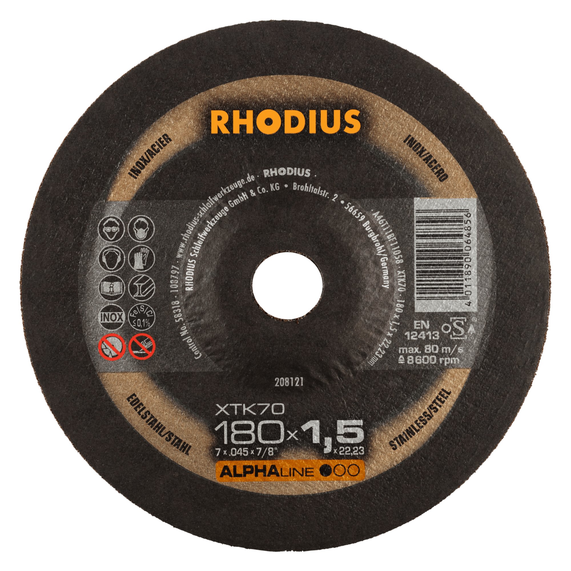 RHODIUS disque de séparation extra fin XTK70 Ø 180 mm
