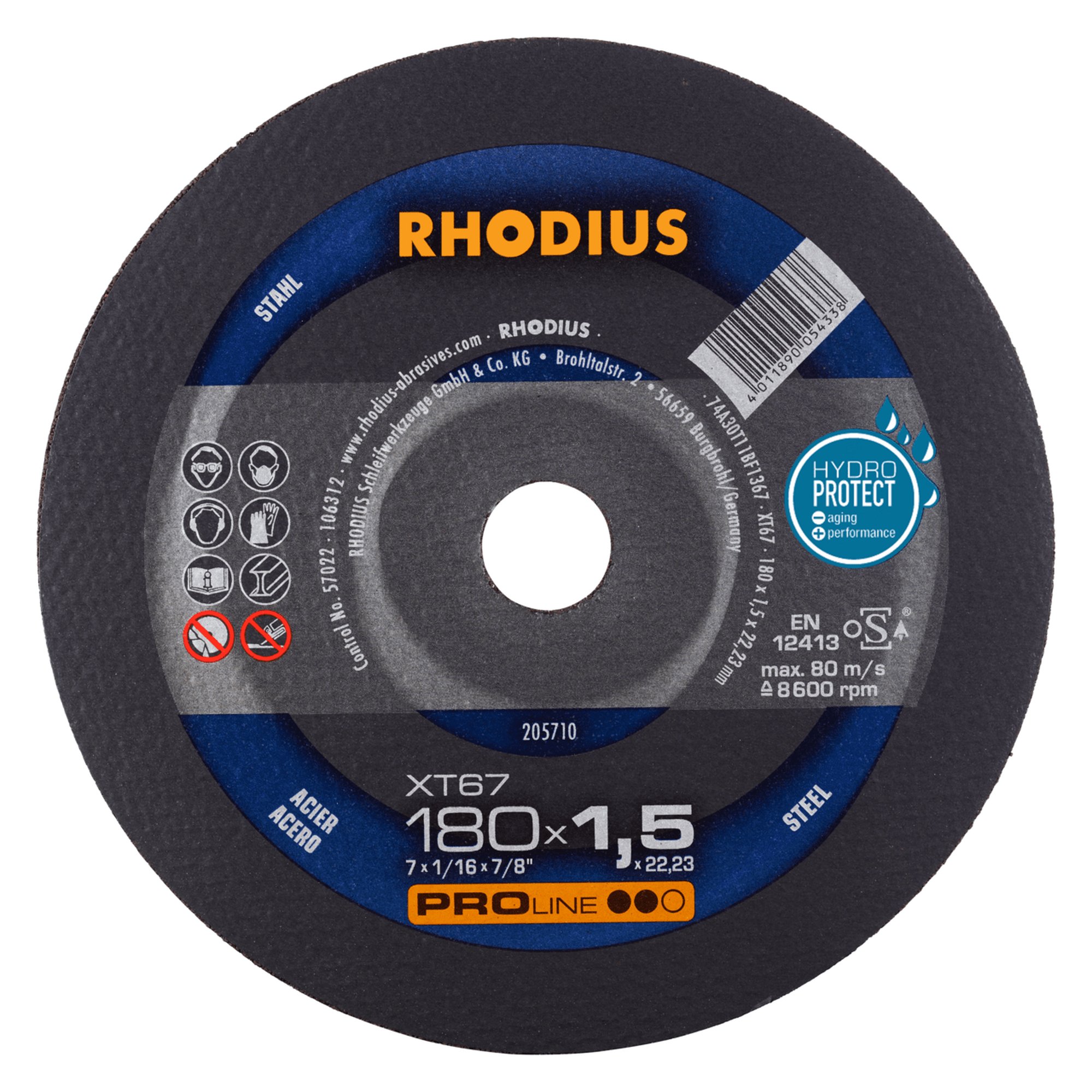 Disque à tronçonner extra fin RHODIUS XT67 Ø 180 mm