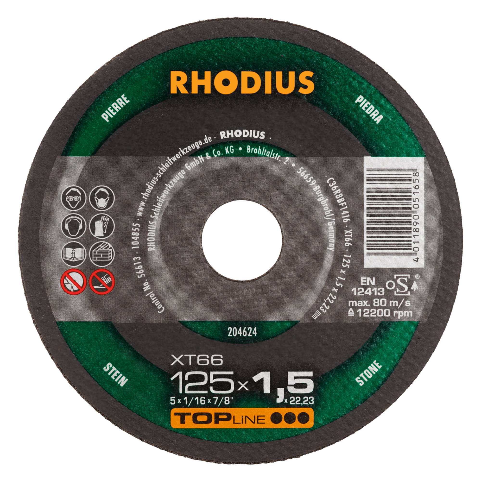 Disque de séparation RHODIUS extra fin XT66 Ø 125 mm