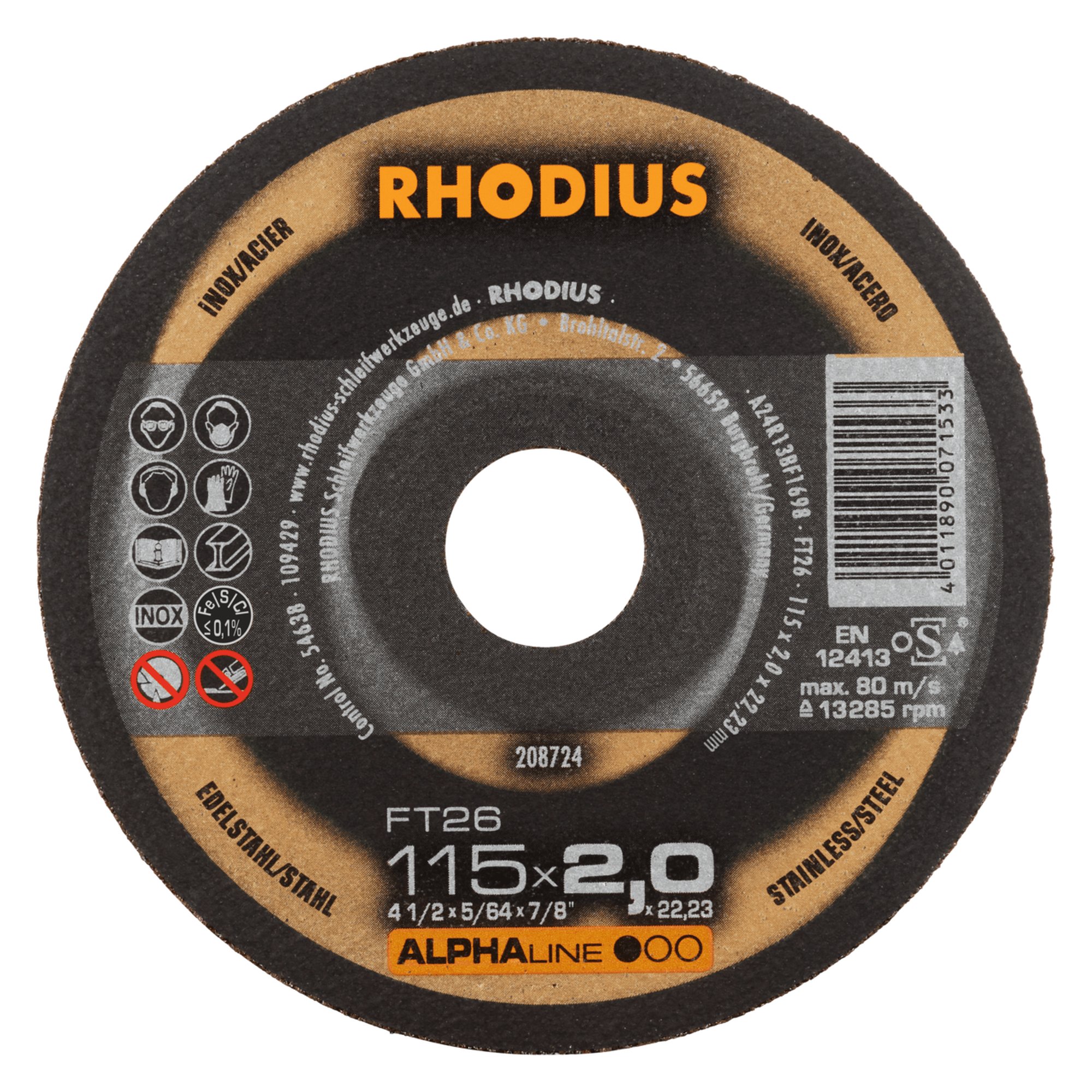 RHODIUS Disque de découpe à main FT26 Ø 115 mm
