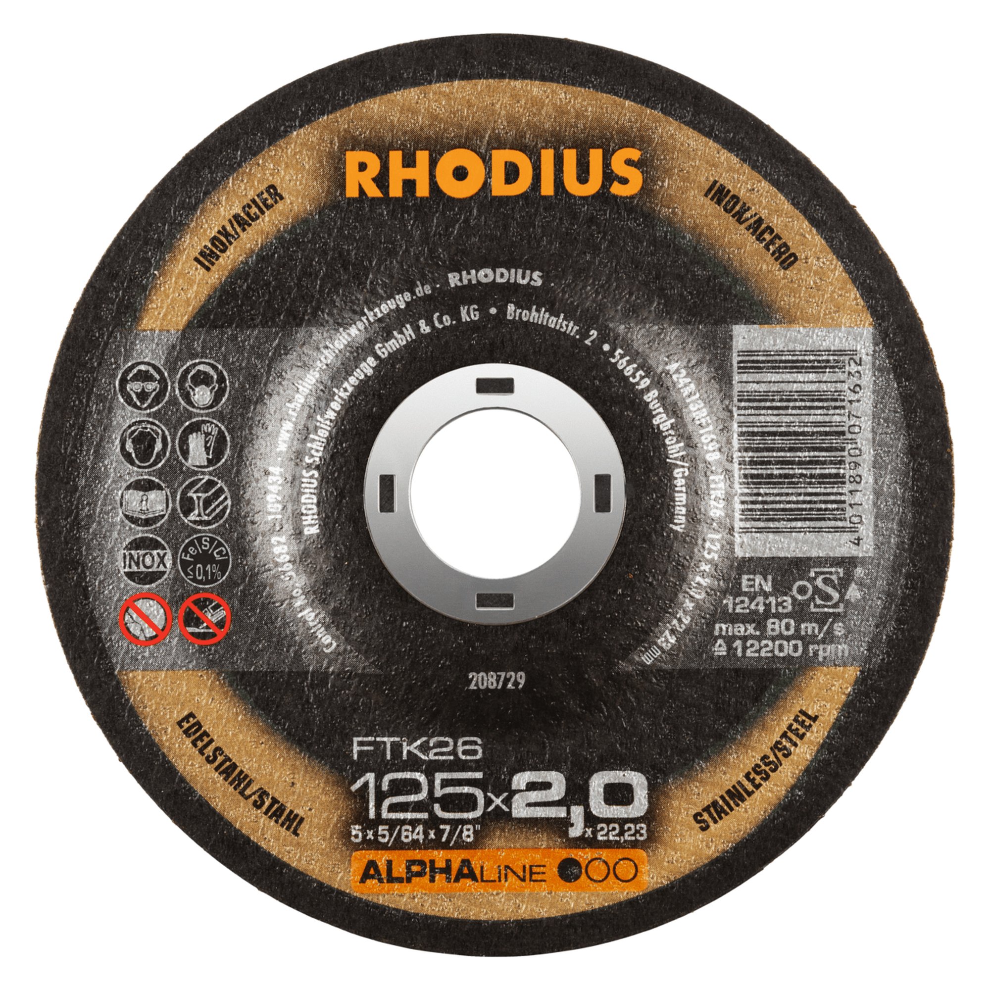 RHODIUS Disque de découpe à main FTK26 Ø 125 mm