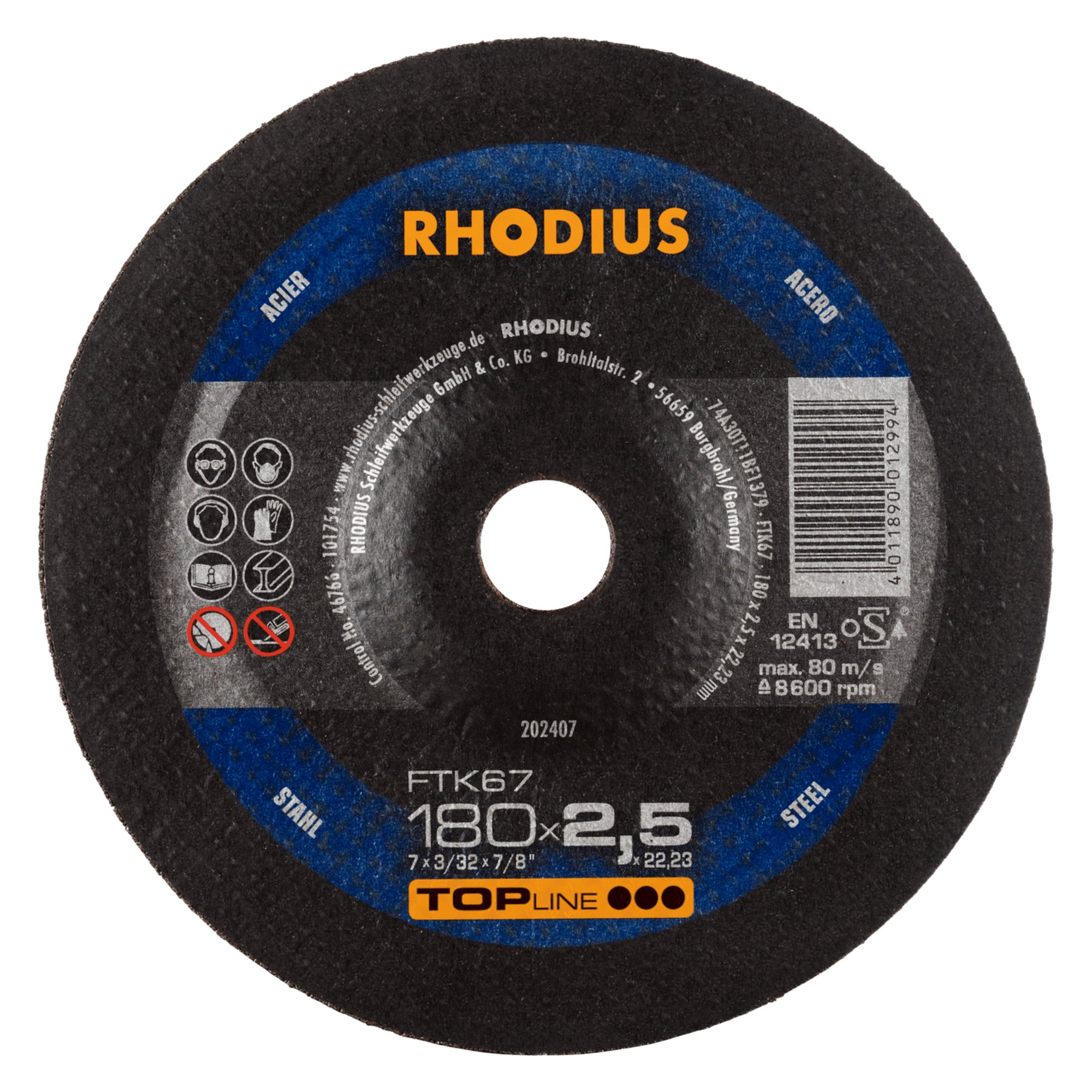 RHODIUS disque de découpe à main FTK67 Ø 180 mm