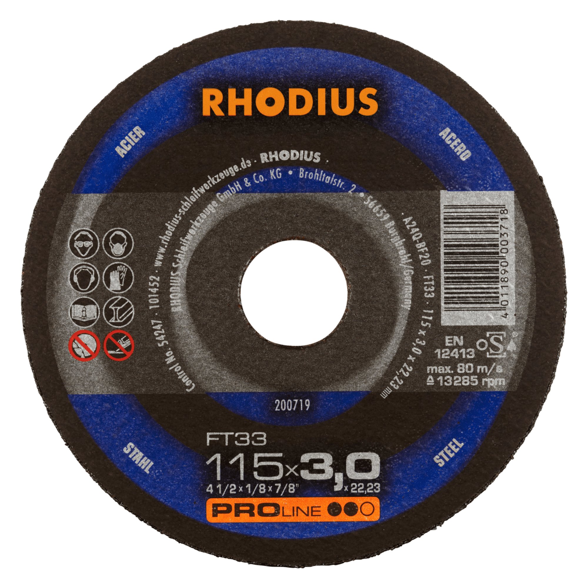 Disque de découpe à main RHODIUS FT33 Ø 115 mm