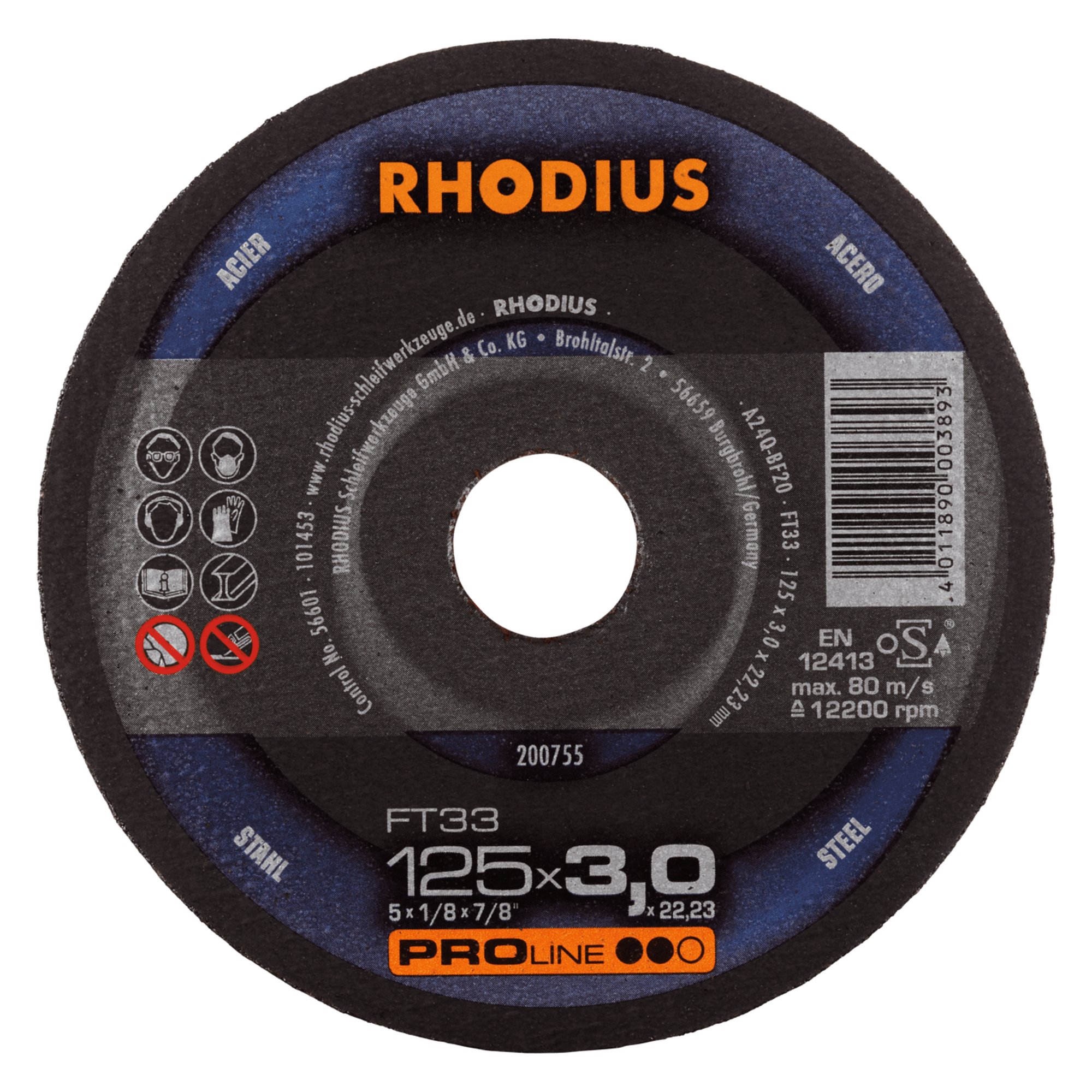 RHODIUS disque de découpe à main FT33 Ø 125 mm