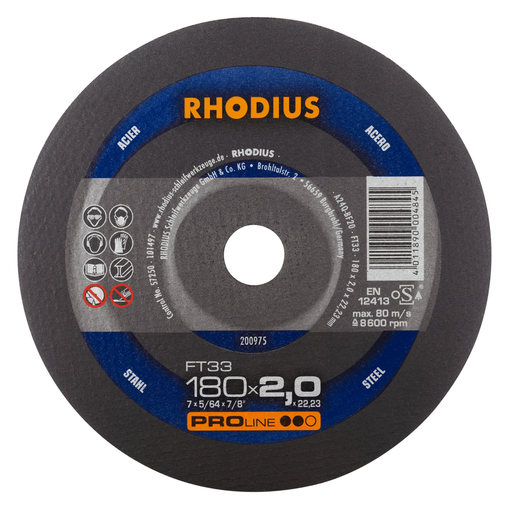 RHODIUS disque de découpe FT33 Ø 180 mm