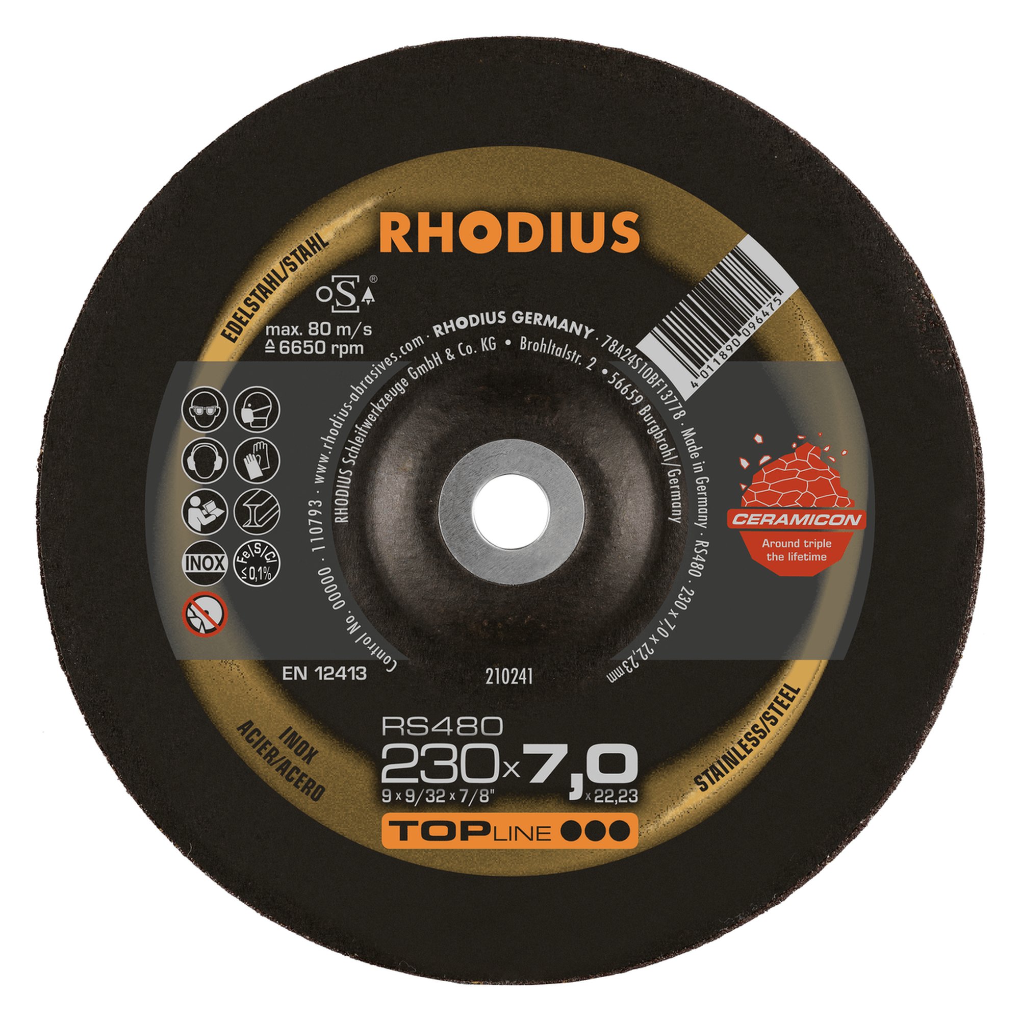 RHODIUS disque de meulage RS480 Ø 230 mm