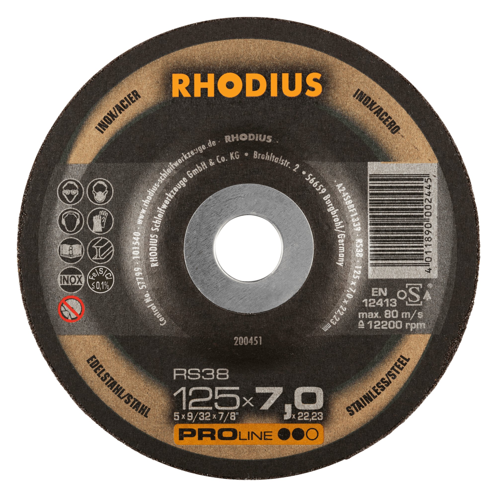 Disque à meuler RHODIUS RS38 Ø 125 mm