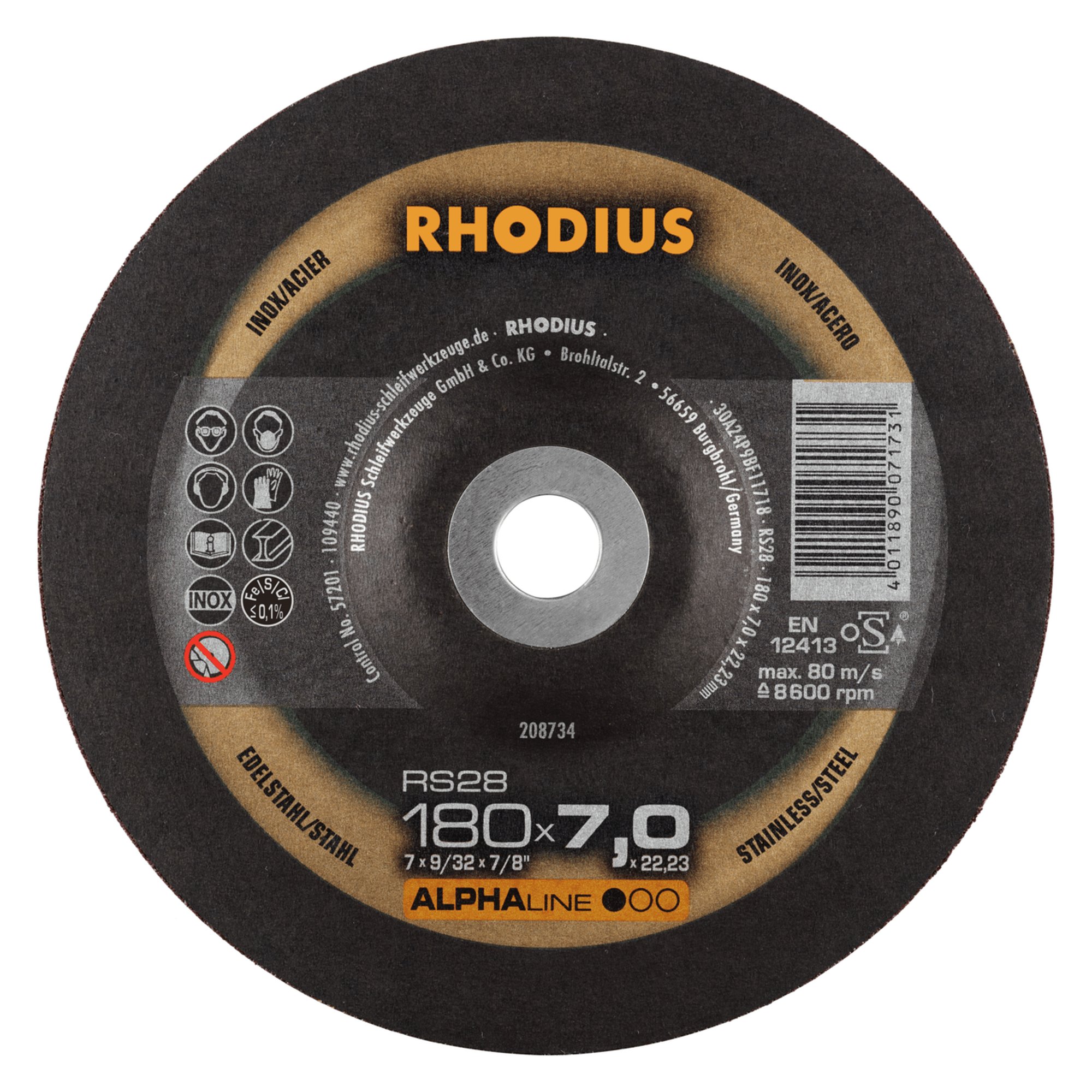 Disque de meulage RHODIUS RS28 Ø 180 mm
