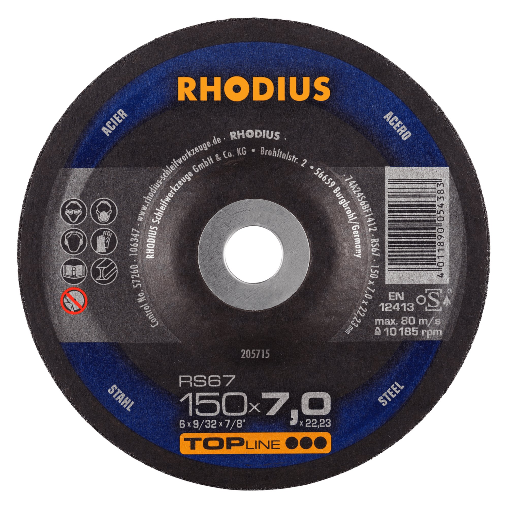 Disque à meuler RHODIUS RS67 Ø 150 mm