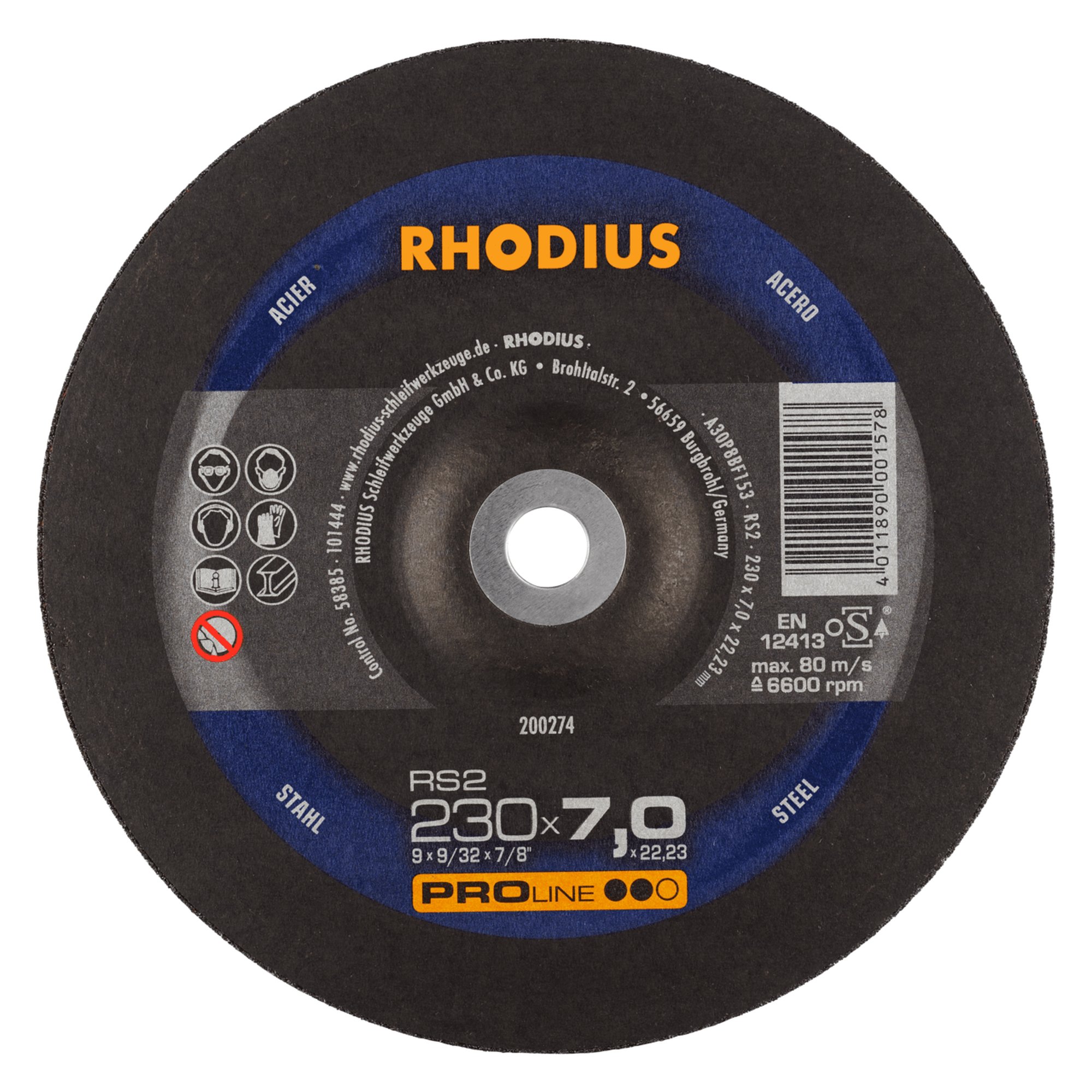 Disque à meuler RHODIUS RS2 Ø 230 mm