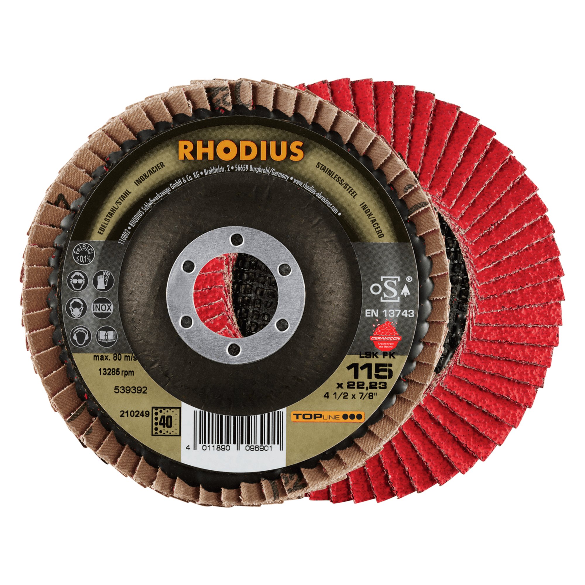 RHODIUS disque à lamelles disque à lamelles LSK FK Ø 115 mm grain 40