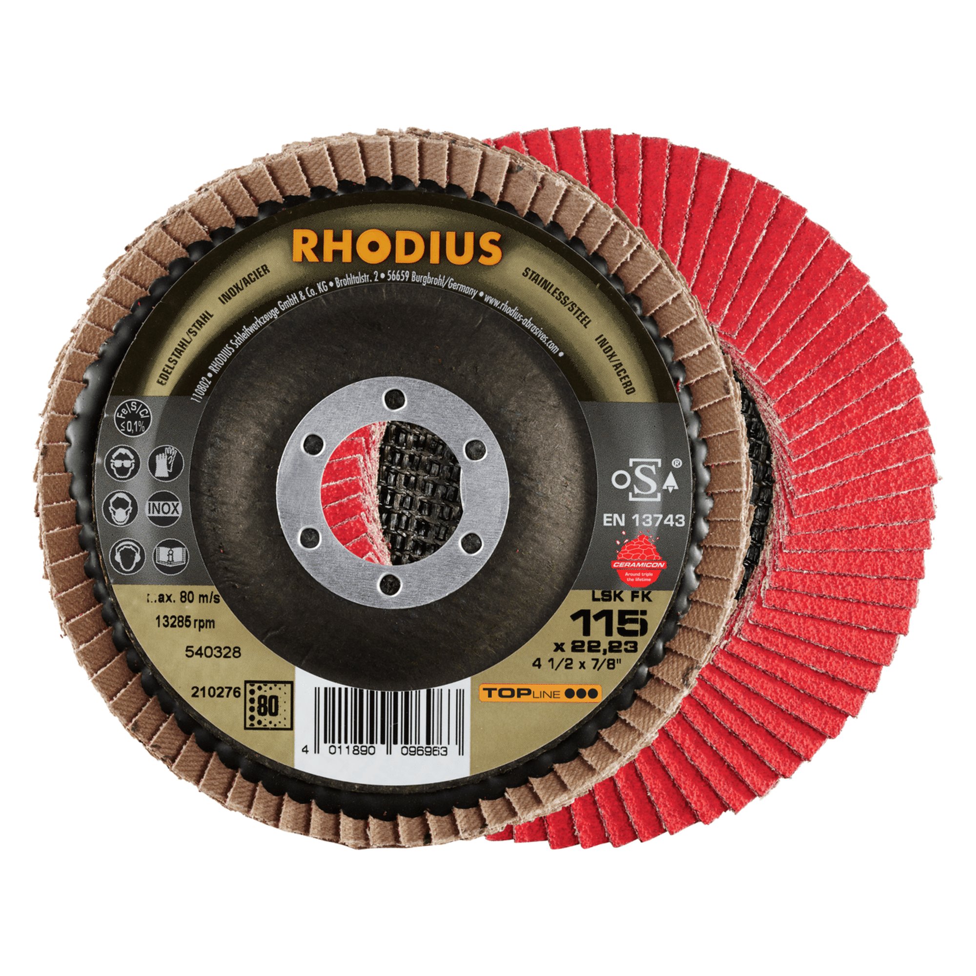 RHODIUS disque à lamelles disque à lamelles LSK FK Ø 115 mm grain 80