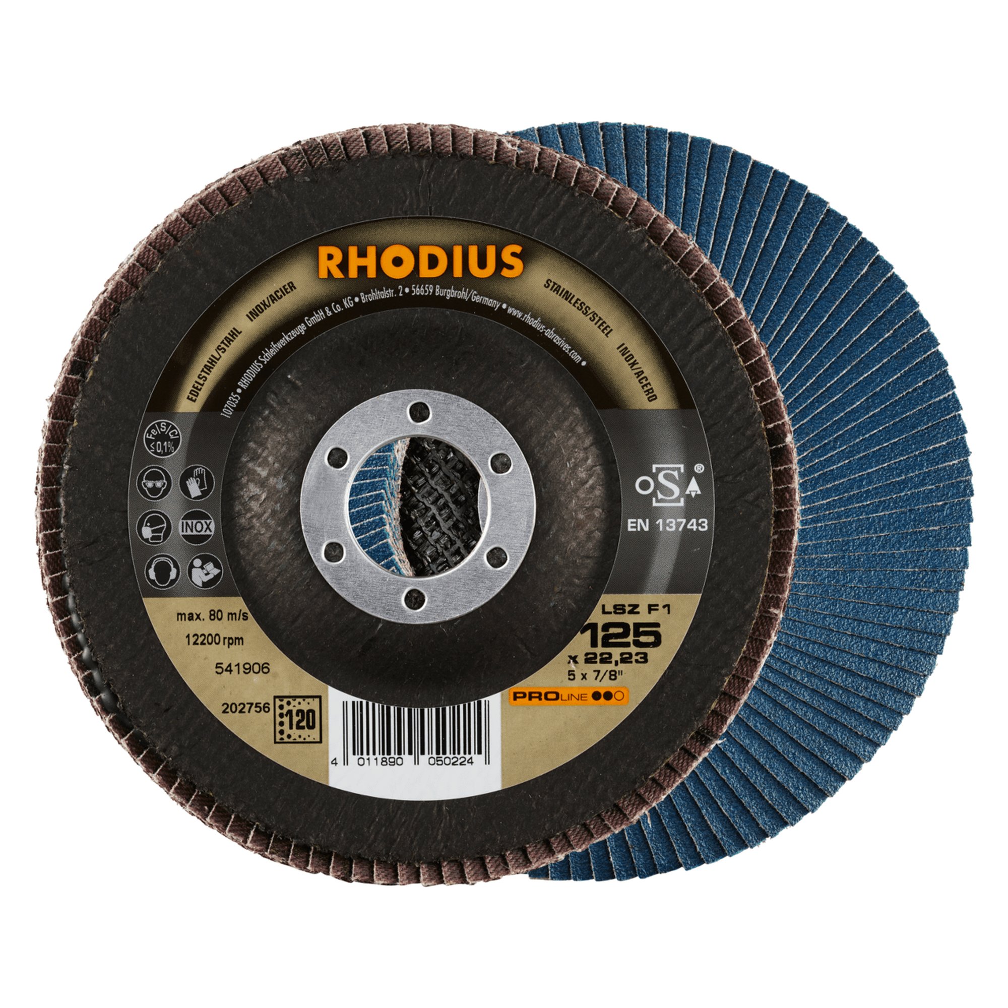 RHODIUS disque à lamelles LSZ F1 Ø 125 mm grain 120