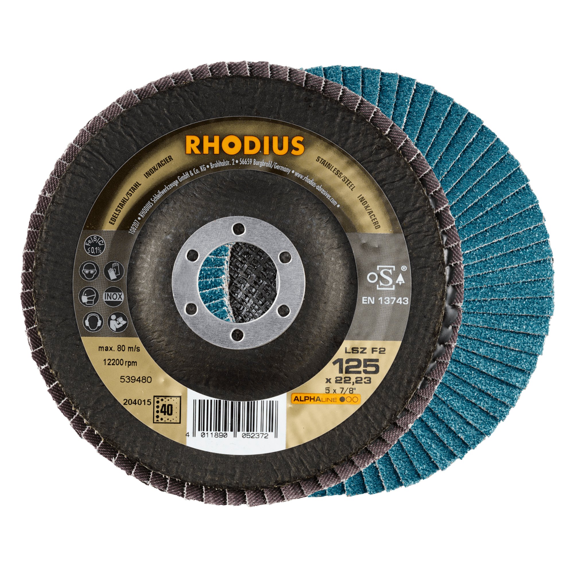 Disque à lamelles RHODIUS LSZ F2 Ø 125 mm grain 40