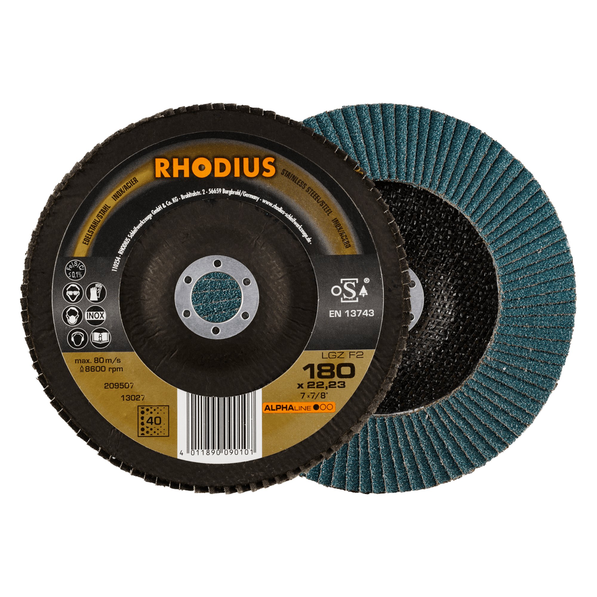 Disque à lamelles RHODIUS LGZ F2 Ø 180 mm grain 40