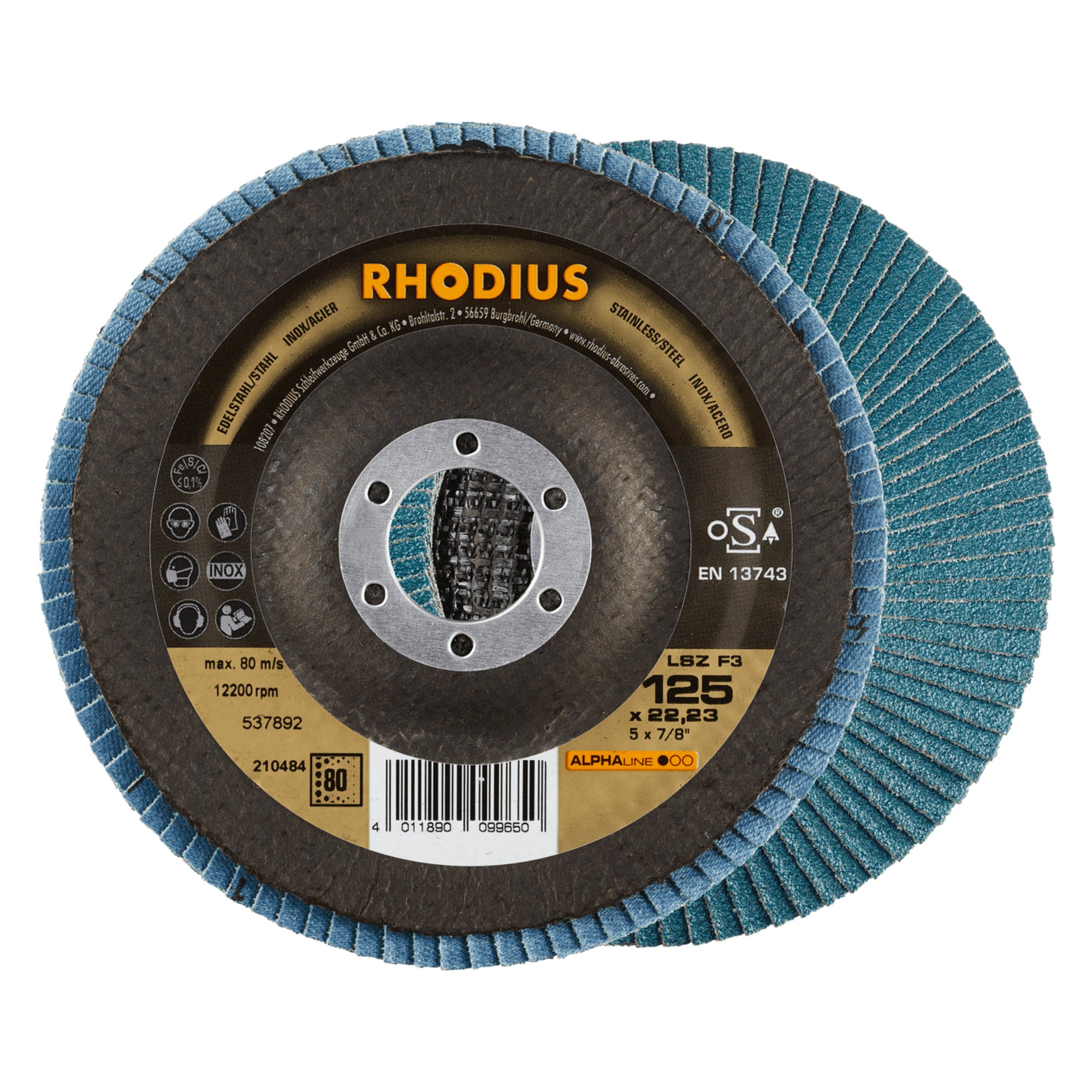 Disque à poncer RHODIUS Disque à lamelles LSZ F3 Ø 125 mm grain 80