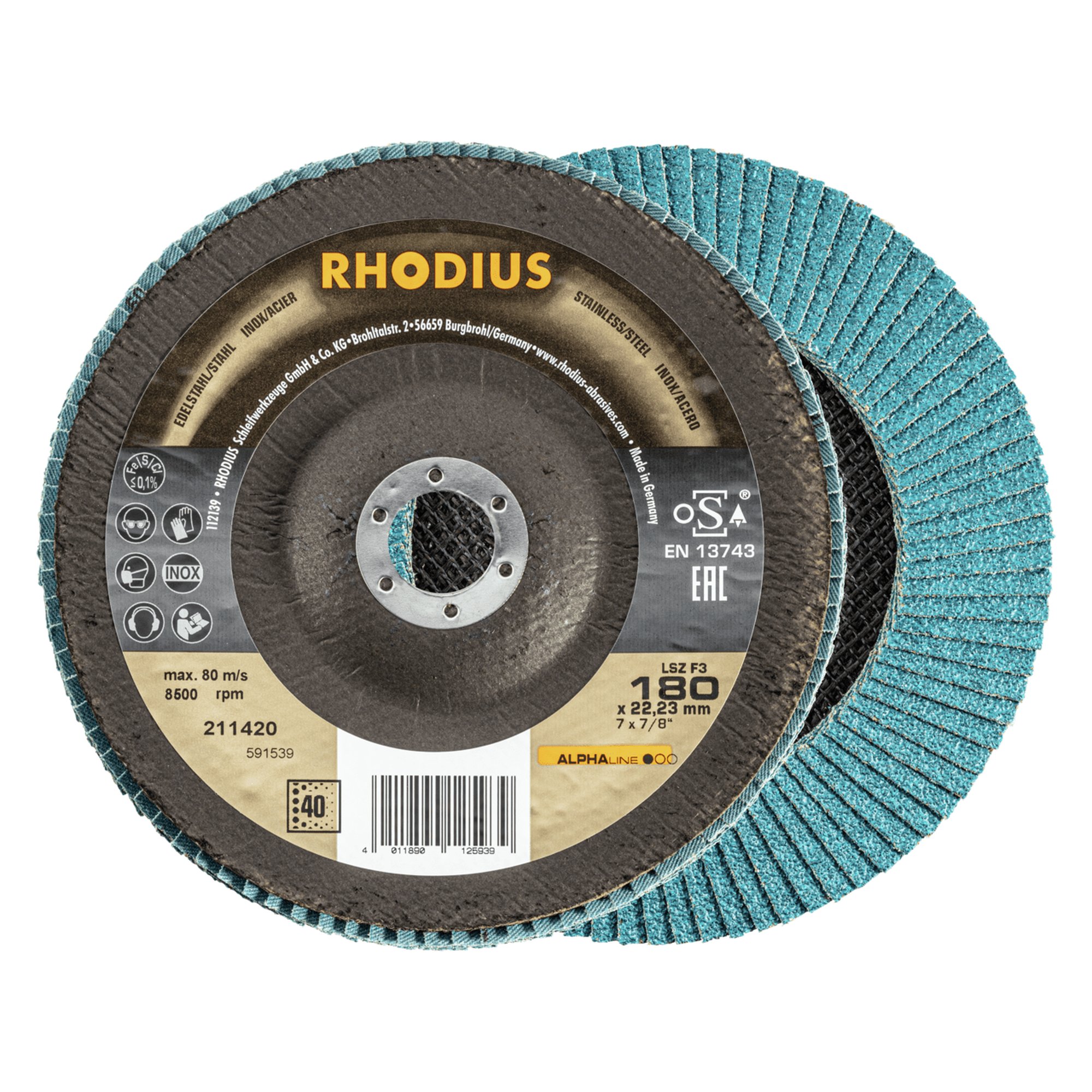 RHODIUS disque à lamelles disque à lamelles LSZ F3 Ø 180 mm grain 40