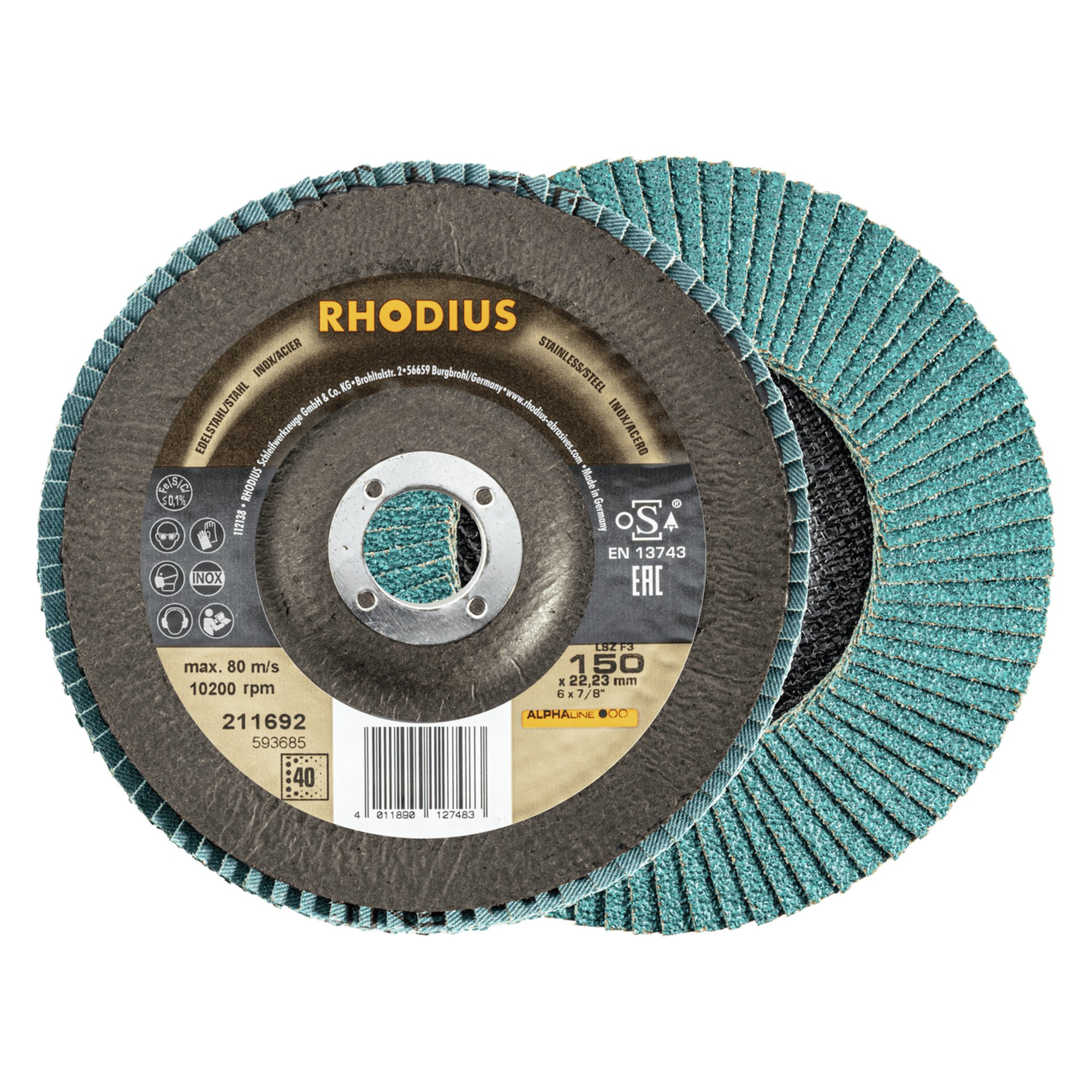 Disque à lamelles RHODIUS Disque à lamelles LSZ F3 Ø 150 mm grain 40
