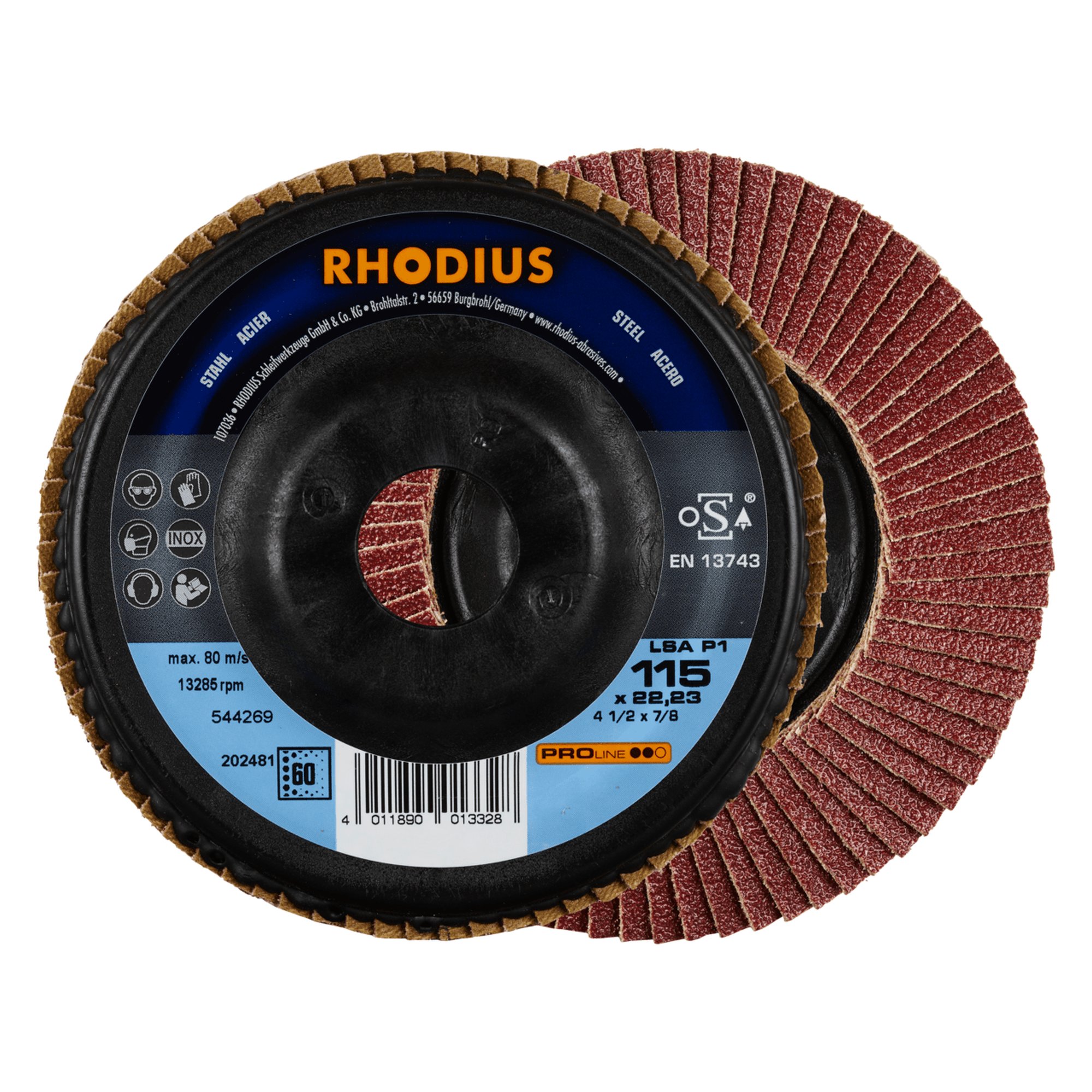 Disque à lamelles RHODIUS Disque à lamelles LSA P1 Ø 115 mm Grain 60