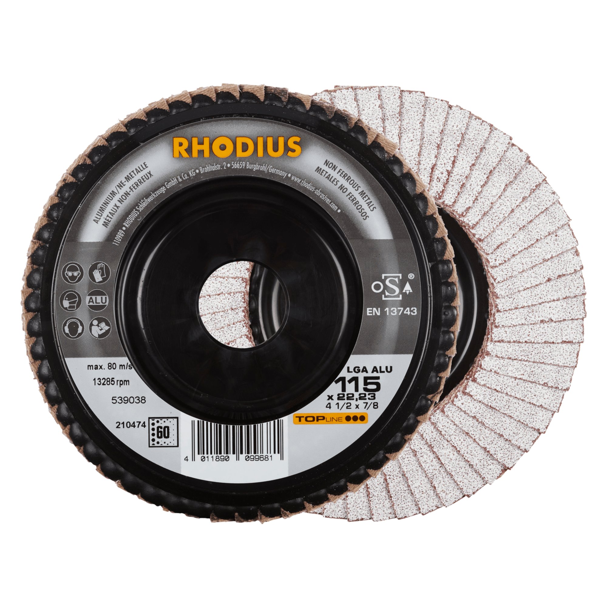 RHODIUS disque à lamelles disque à lamelles LGA ALU Ø 115 mm grain 60