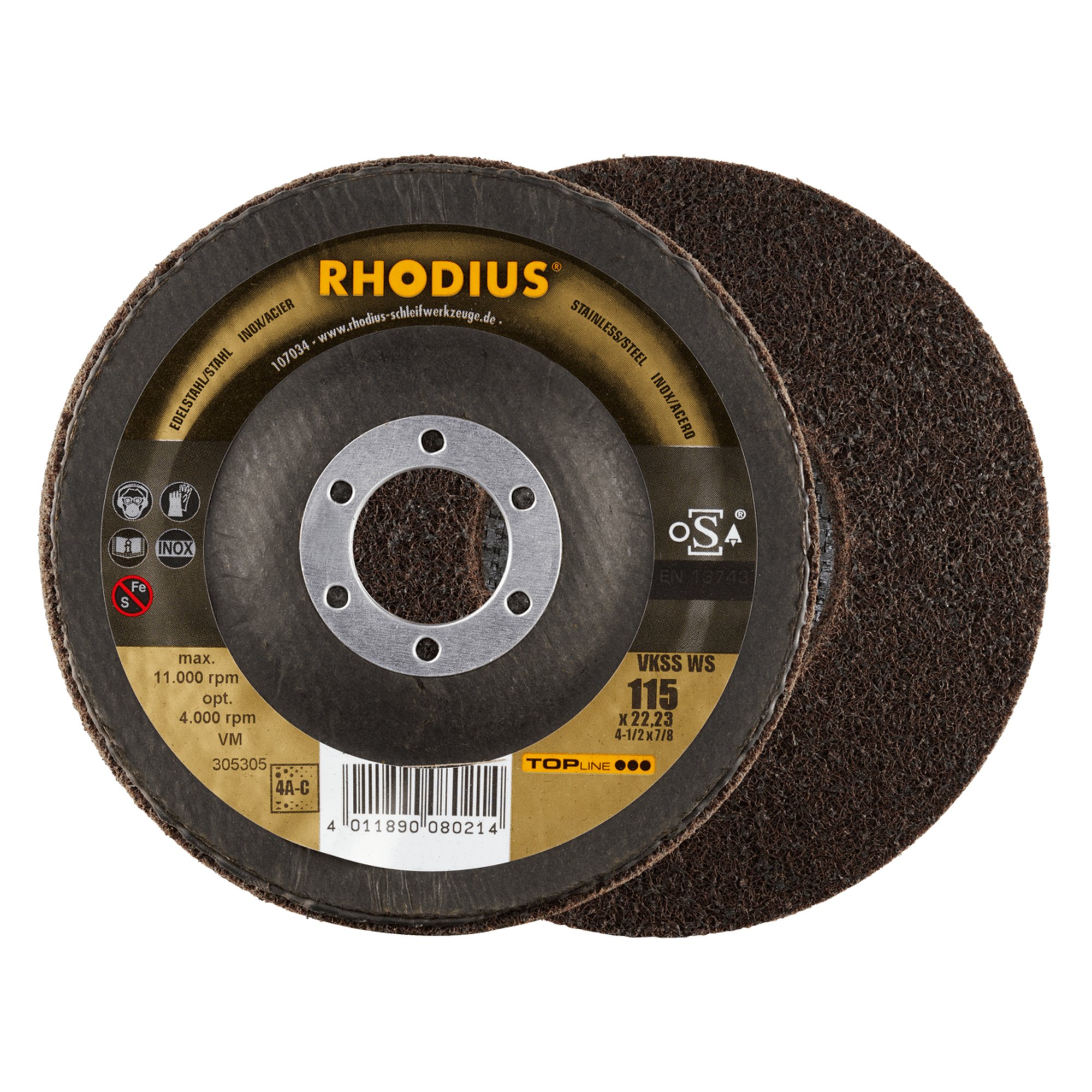 RHODIUS disque abrasif disque en non-tissé VKSS WS Ø 115 mm grain 4A-coarse