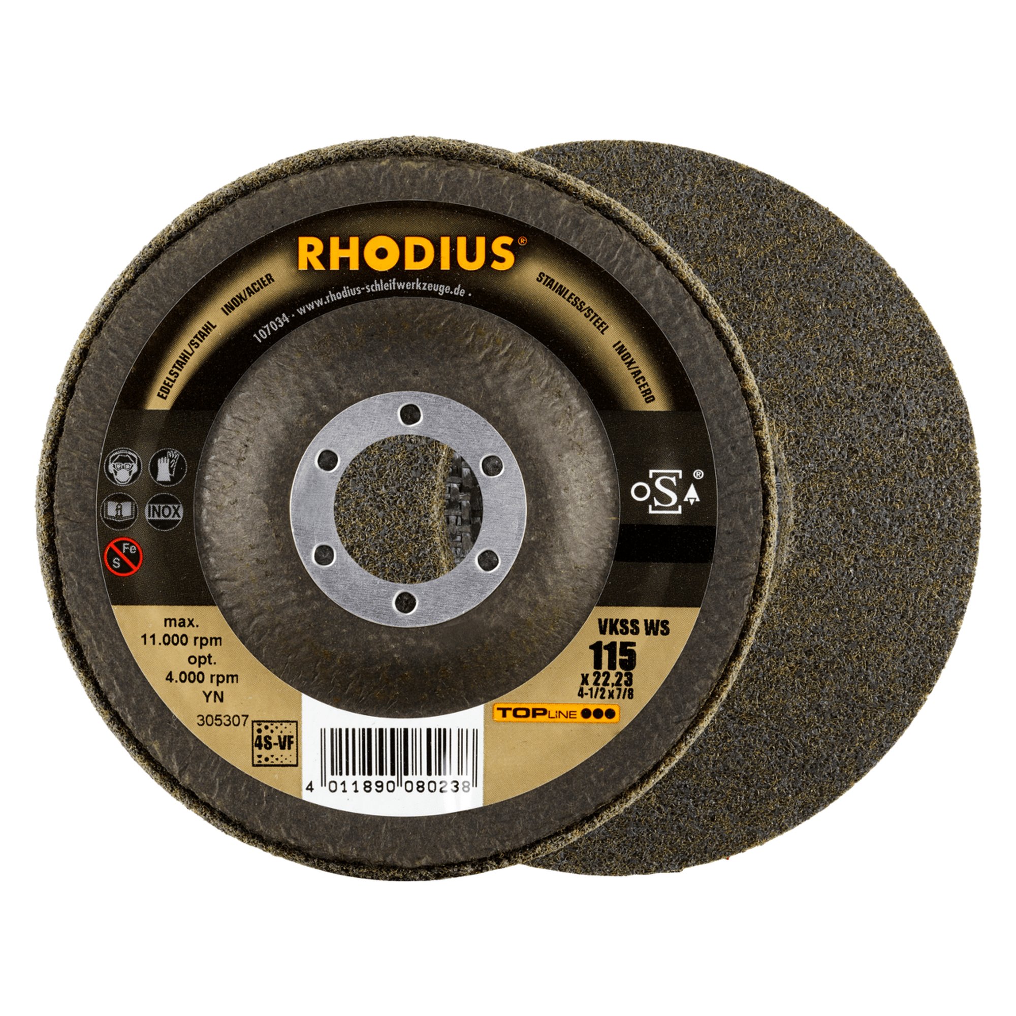 Disque abrasif RHODIUS disque en non-tissé VKSS Ø 115 mm grain 4S-très fin