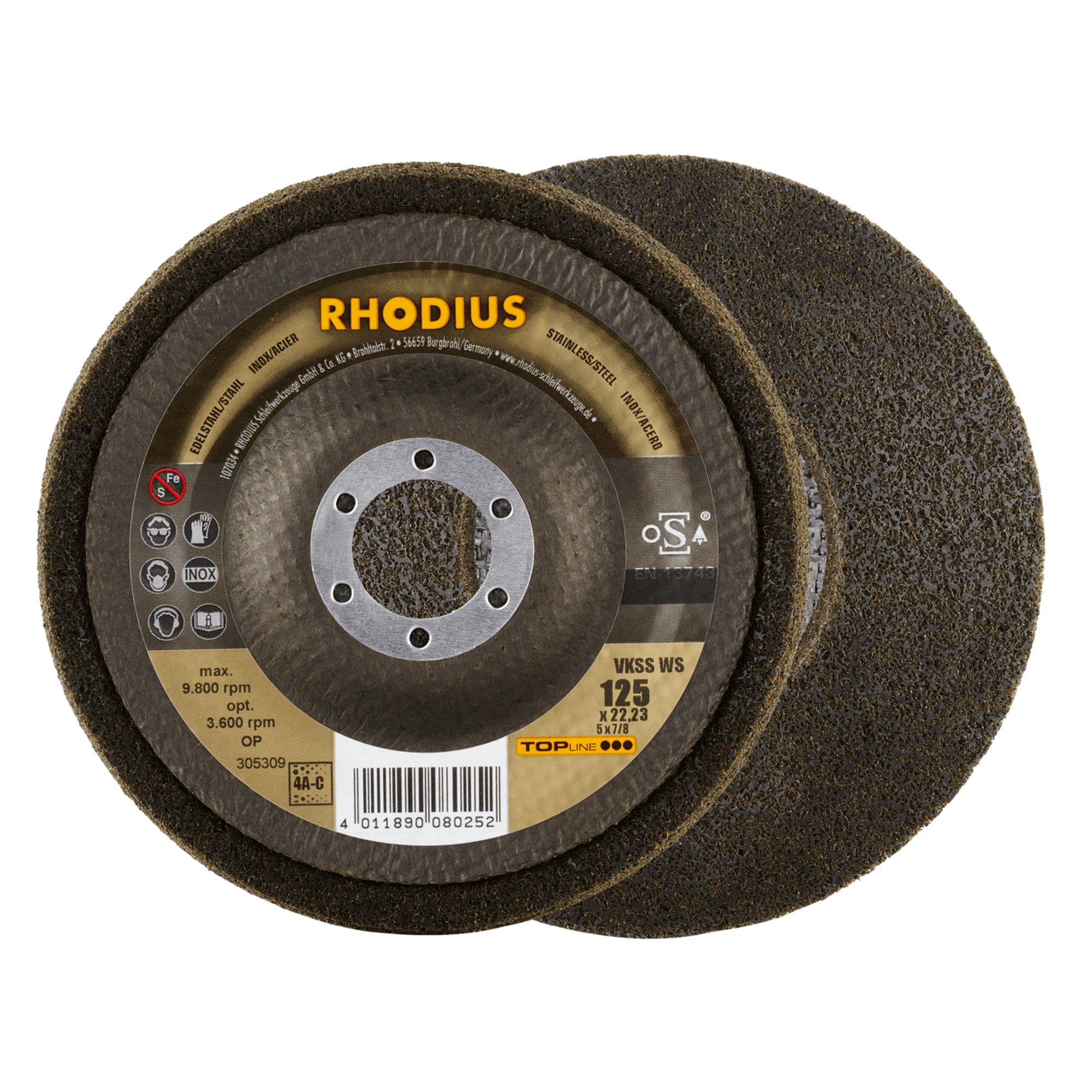 RHODIUS disque abrasif disque en non-tissé VKSS WS Ø 125 mm grain 4A-coarse