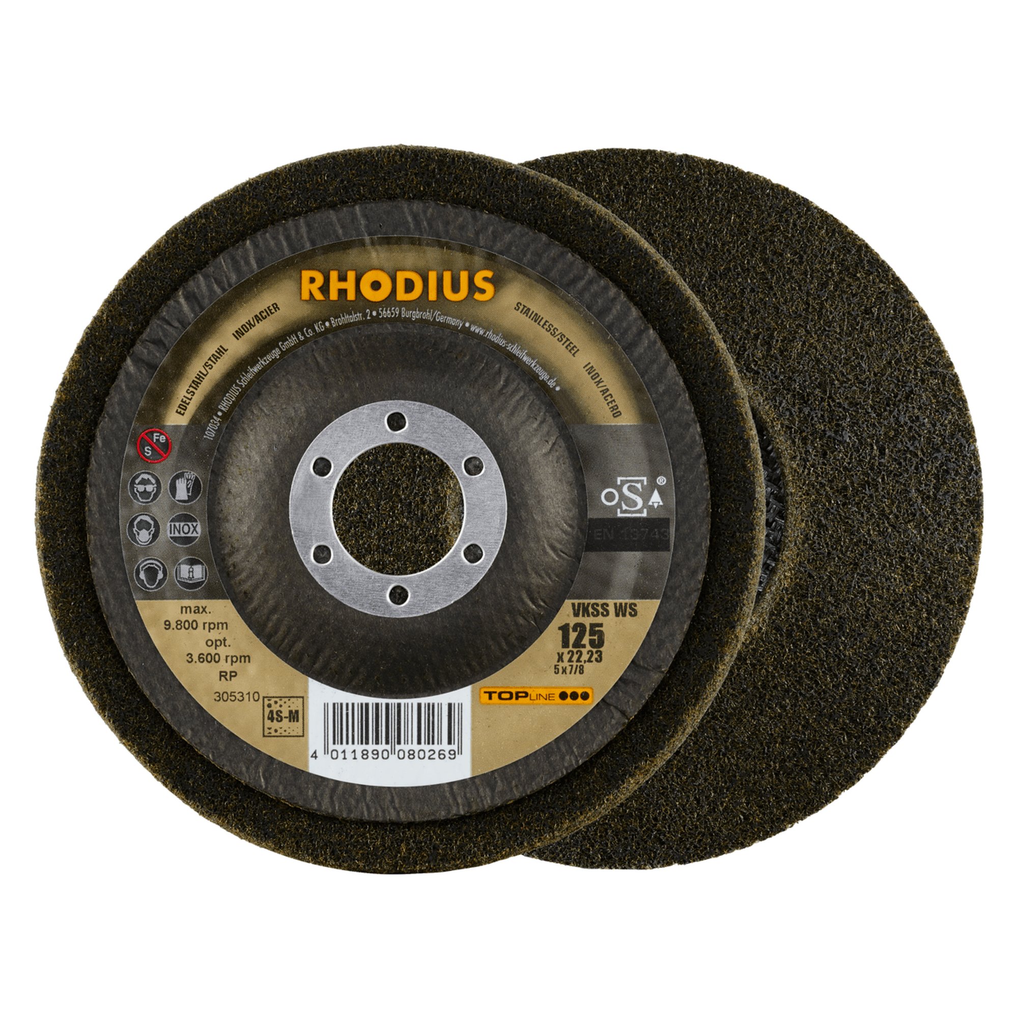 RHODIUS disque à lamelles Vlieskompaktscheibe VKSS WS Ø 125 mm grain 4S-medium