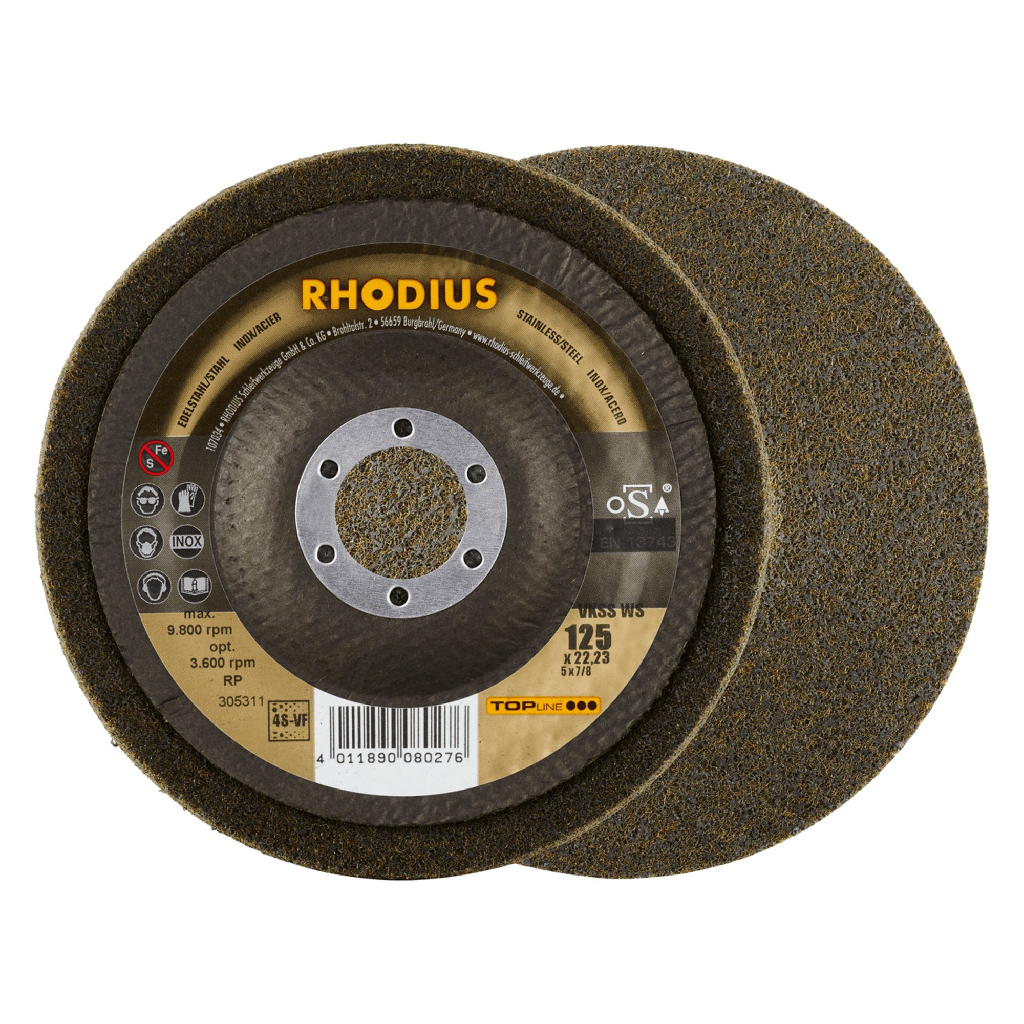 RHODIUS disque en non-tissé disque compact VKSS Ø 125 mm grain 4S-très fin