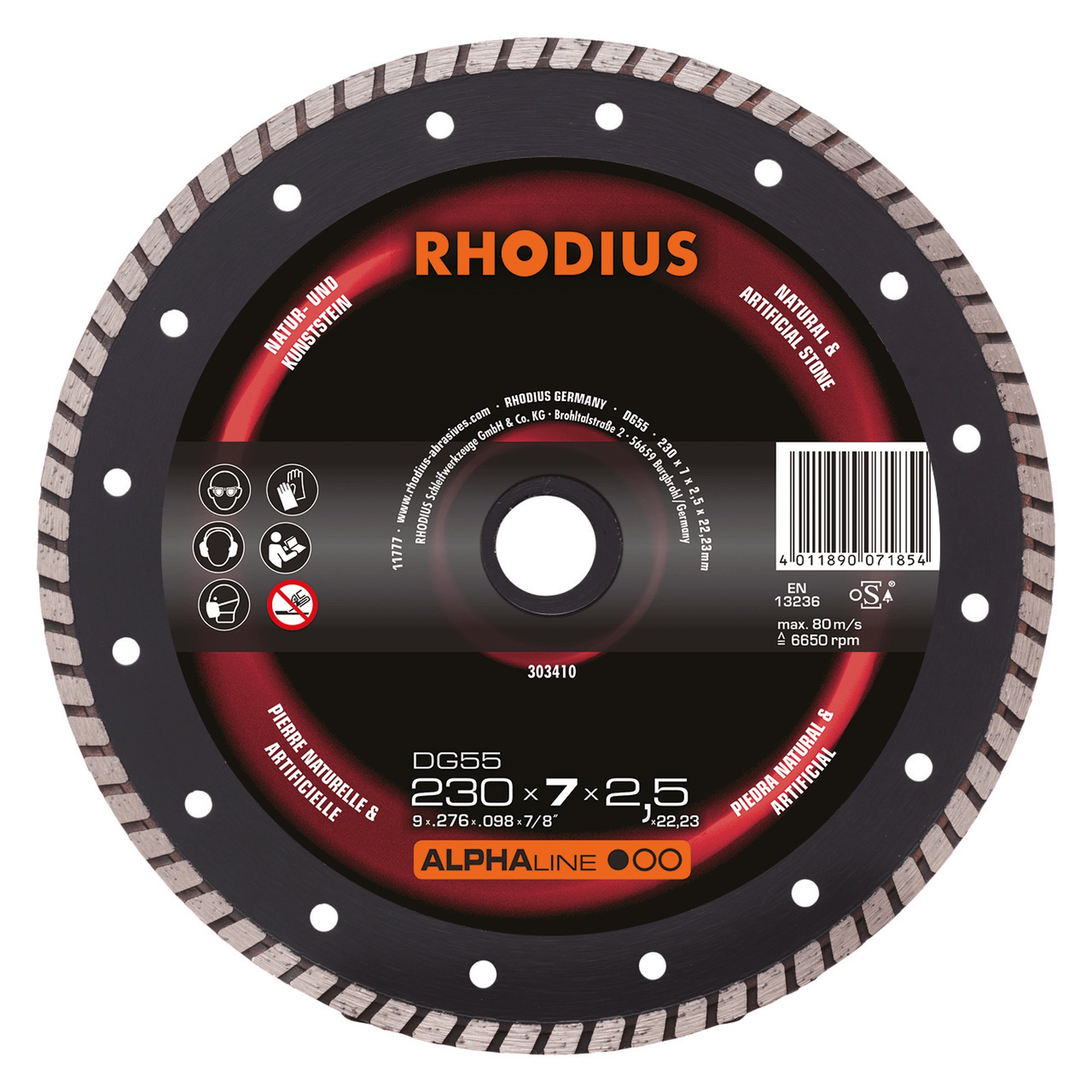 RHODIUS Disque de découpe diamant DG55 Ø 230 mm