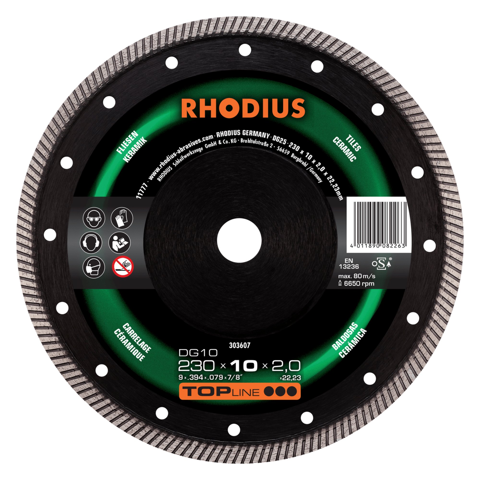 RHODIUS disque diamant coupe DG10 Ø 230 mm