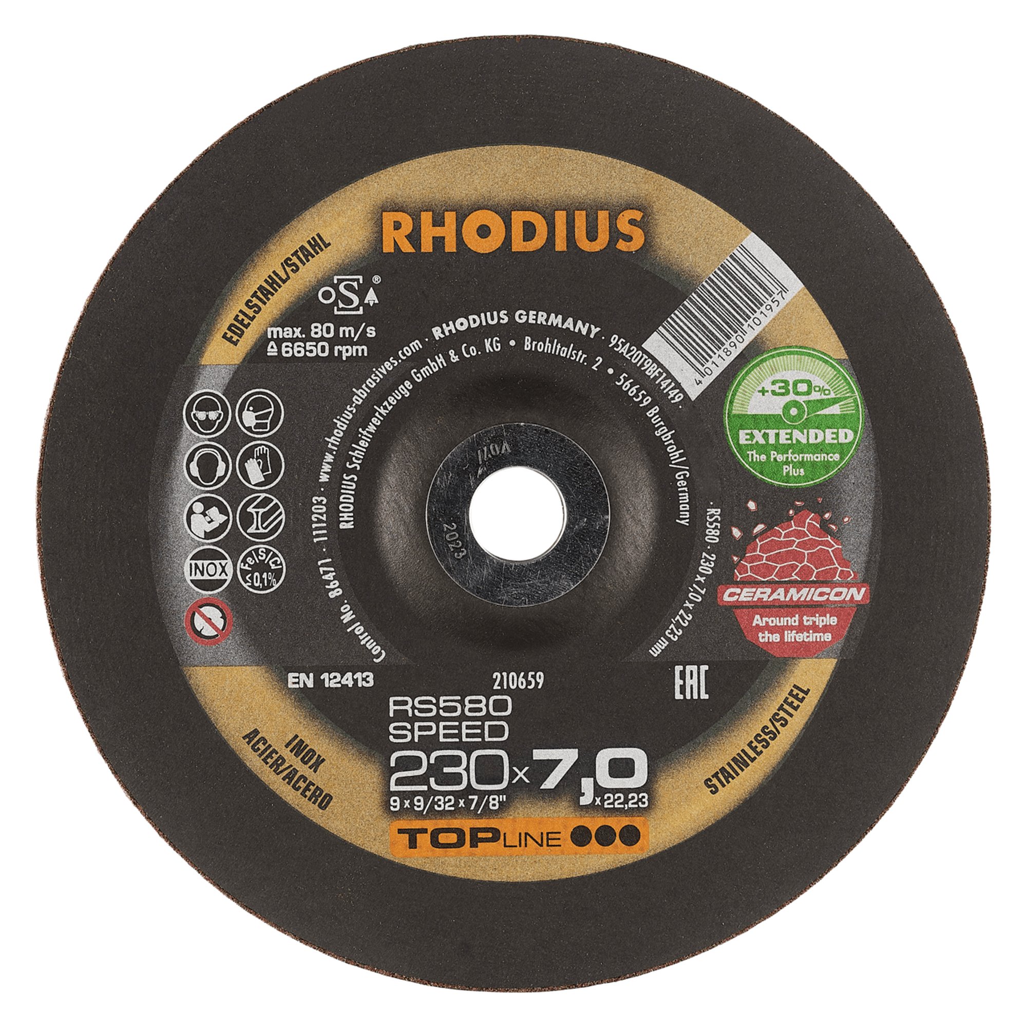 Disque à meuler RHODIUS RS580 EXTENDED Ø 230 mm