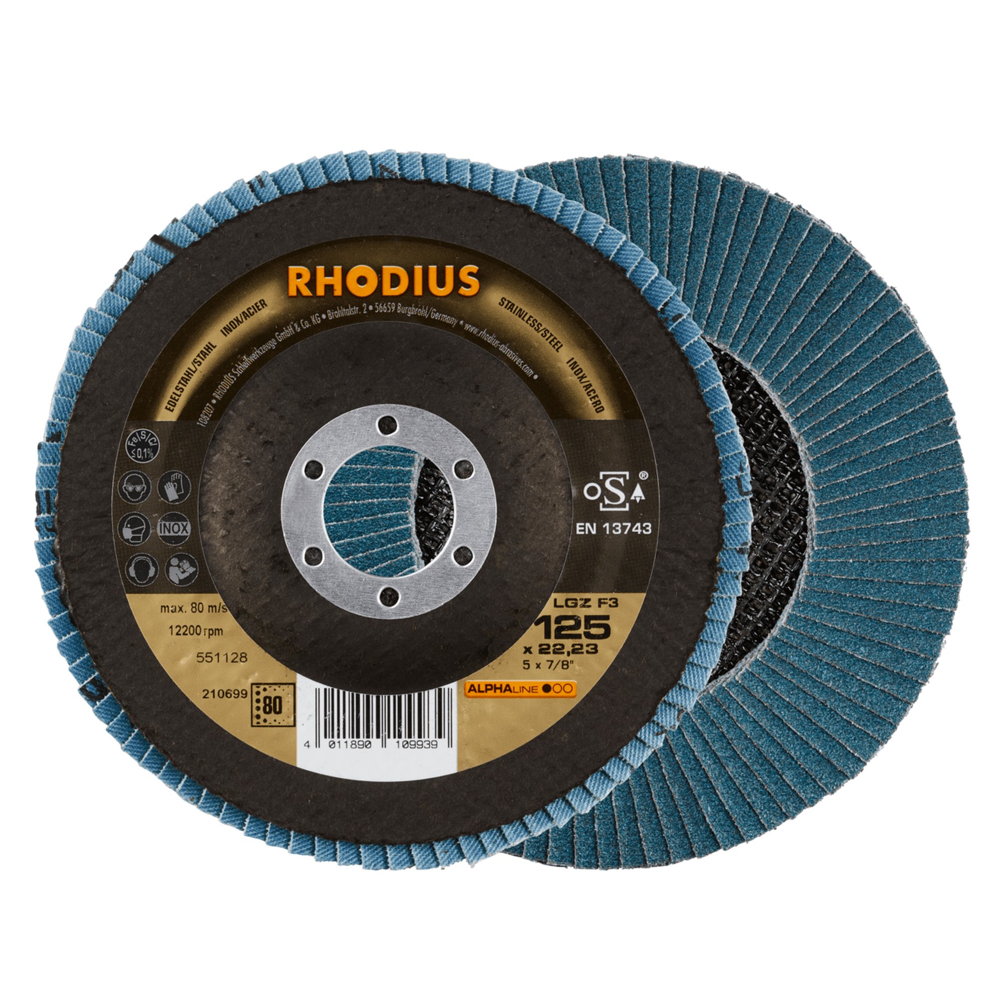 RHODIUS disque à lamelles disque abrasif LGZ F3 Ø 125 mm grain 80
