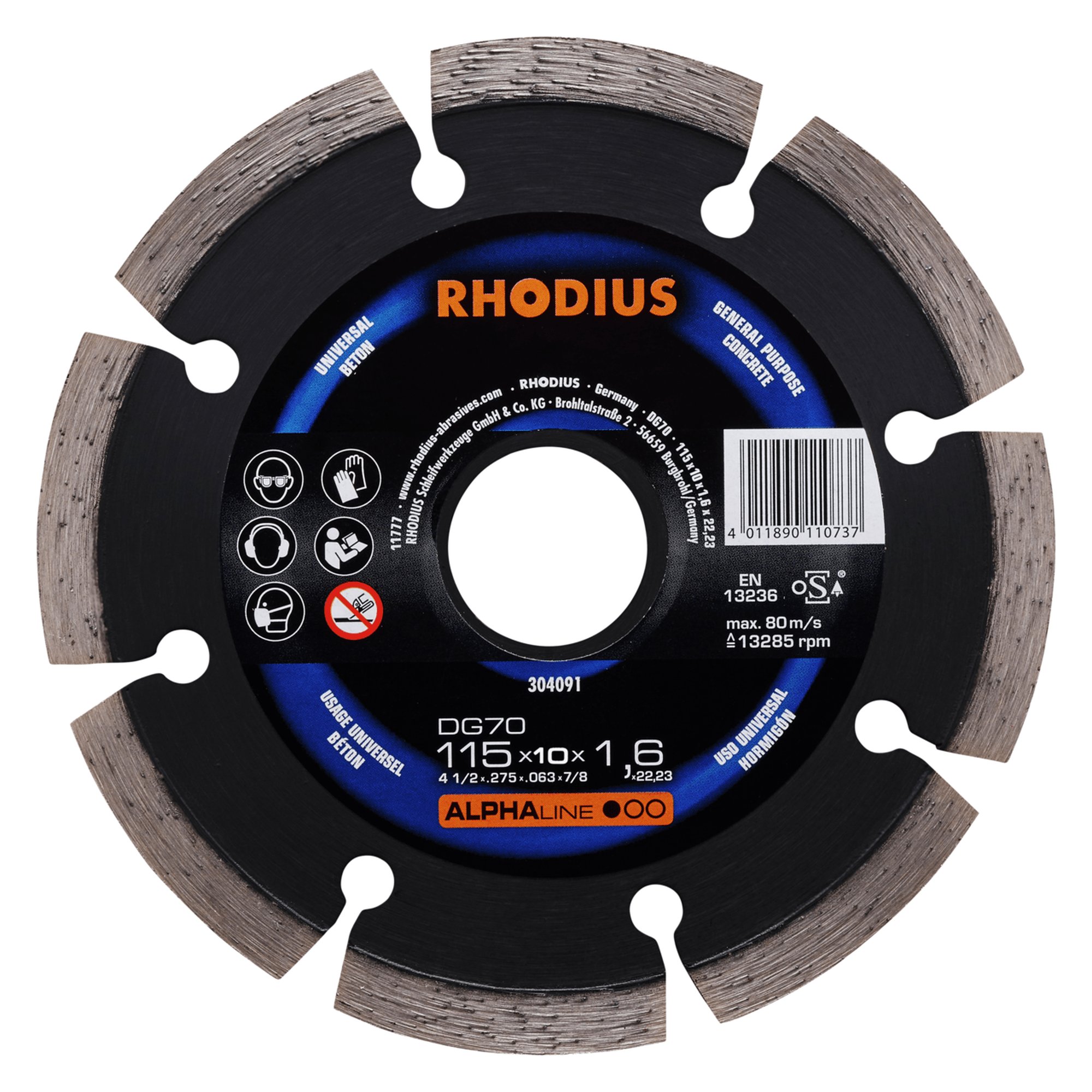 RHODIUS disque de découpe diamant DG70 Ø 115 mm