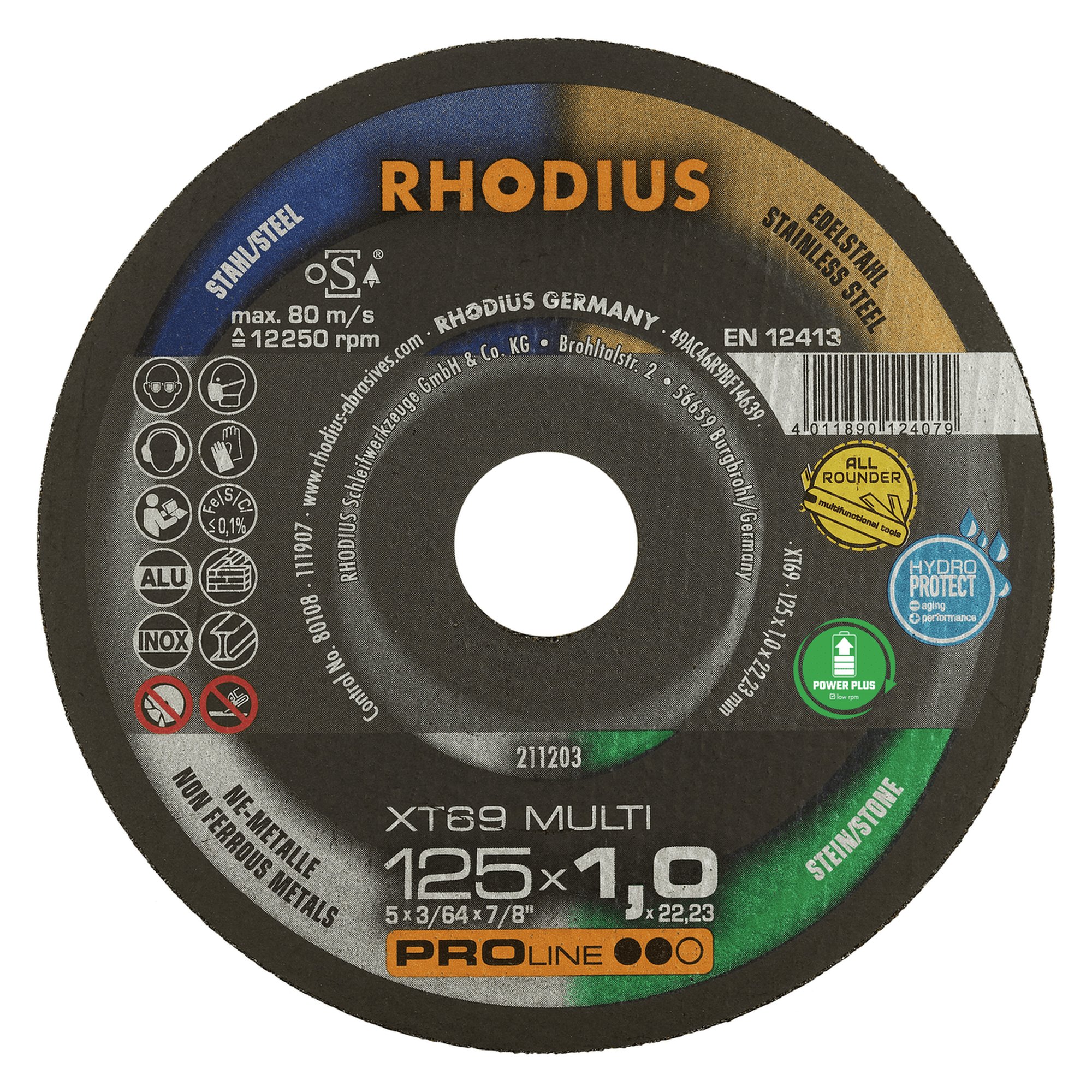 Disque de découpe extra fin RHODIUS XT69 MULTI Ø 230 mm