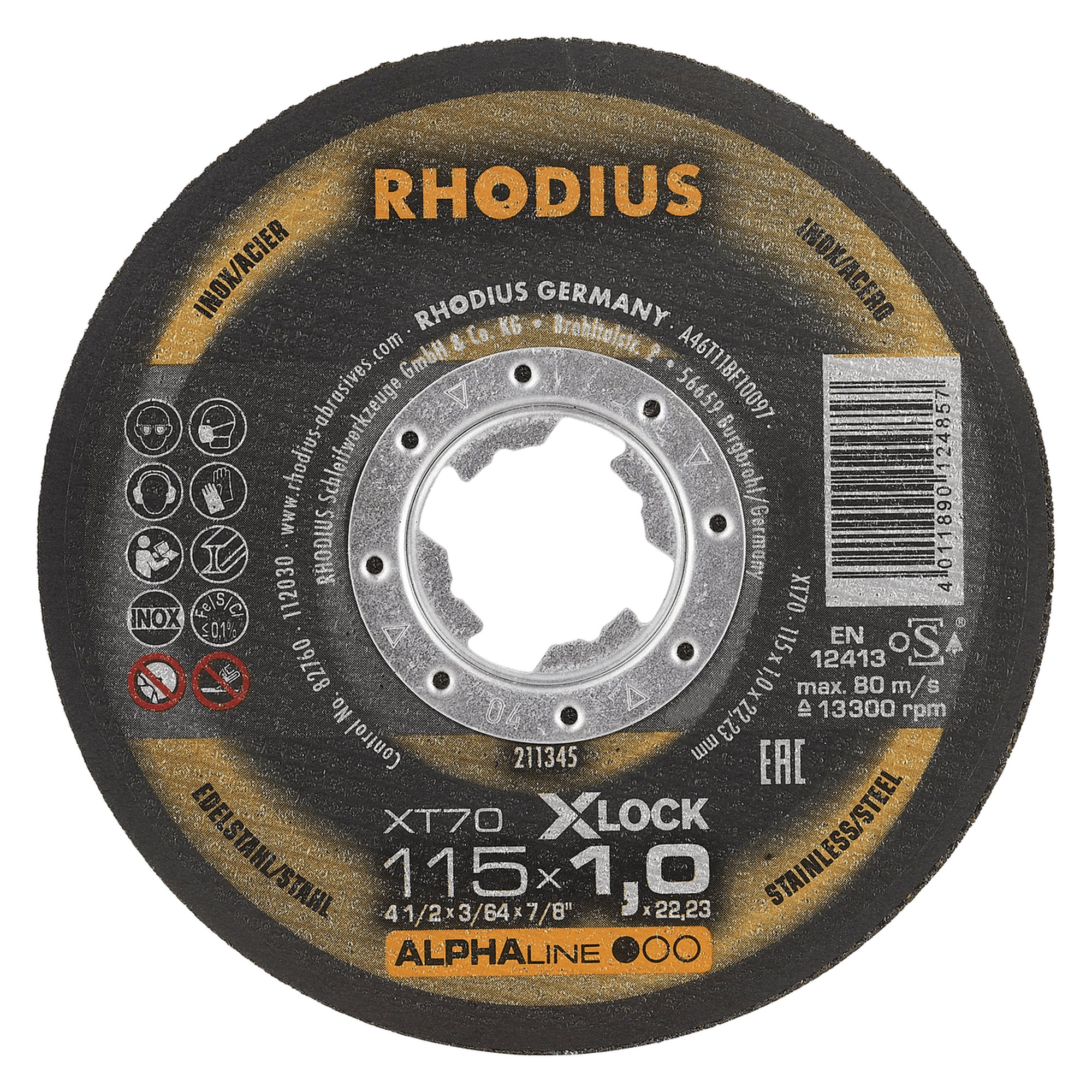 Disque à tronçonner ultra-fin RHODIUS XT70 X-LOCK Ø 115 mm