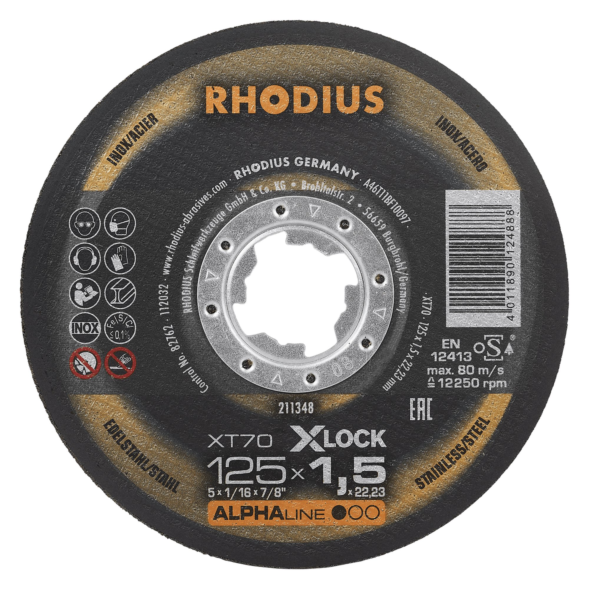 RHODIUS disque de séparation extra fin XT70 X-LOCK Ø 125 mm