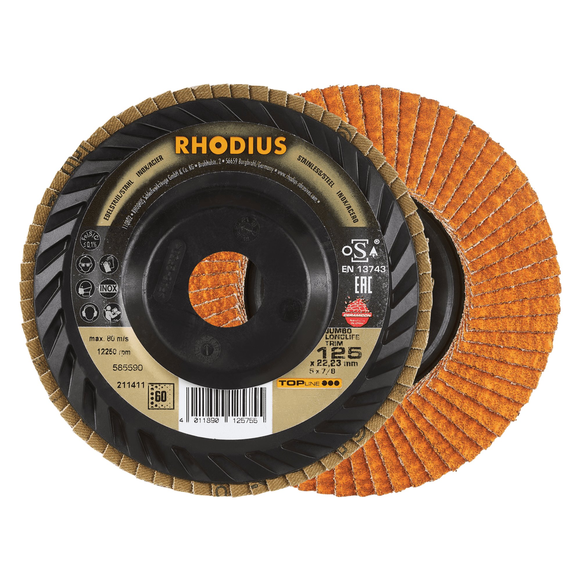 RHODIUS disque à lamelles disque à lamelles LONGLIFE TRIM Ø 125 mm grain 60