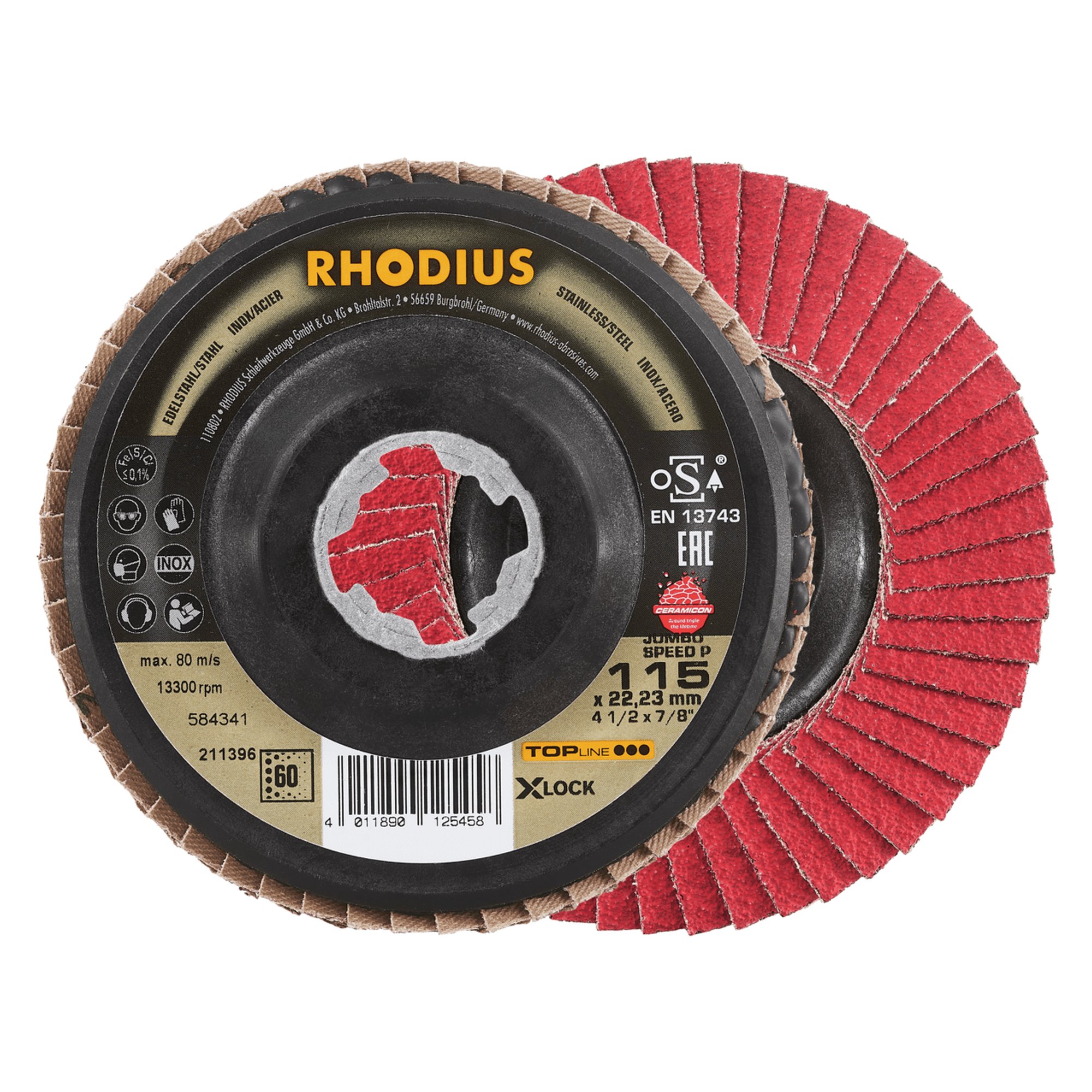 Disque à lamelles RHODIUS JUMBO SPEED P X-LOCK Ø 115 mm grain 60