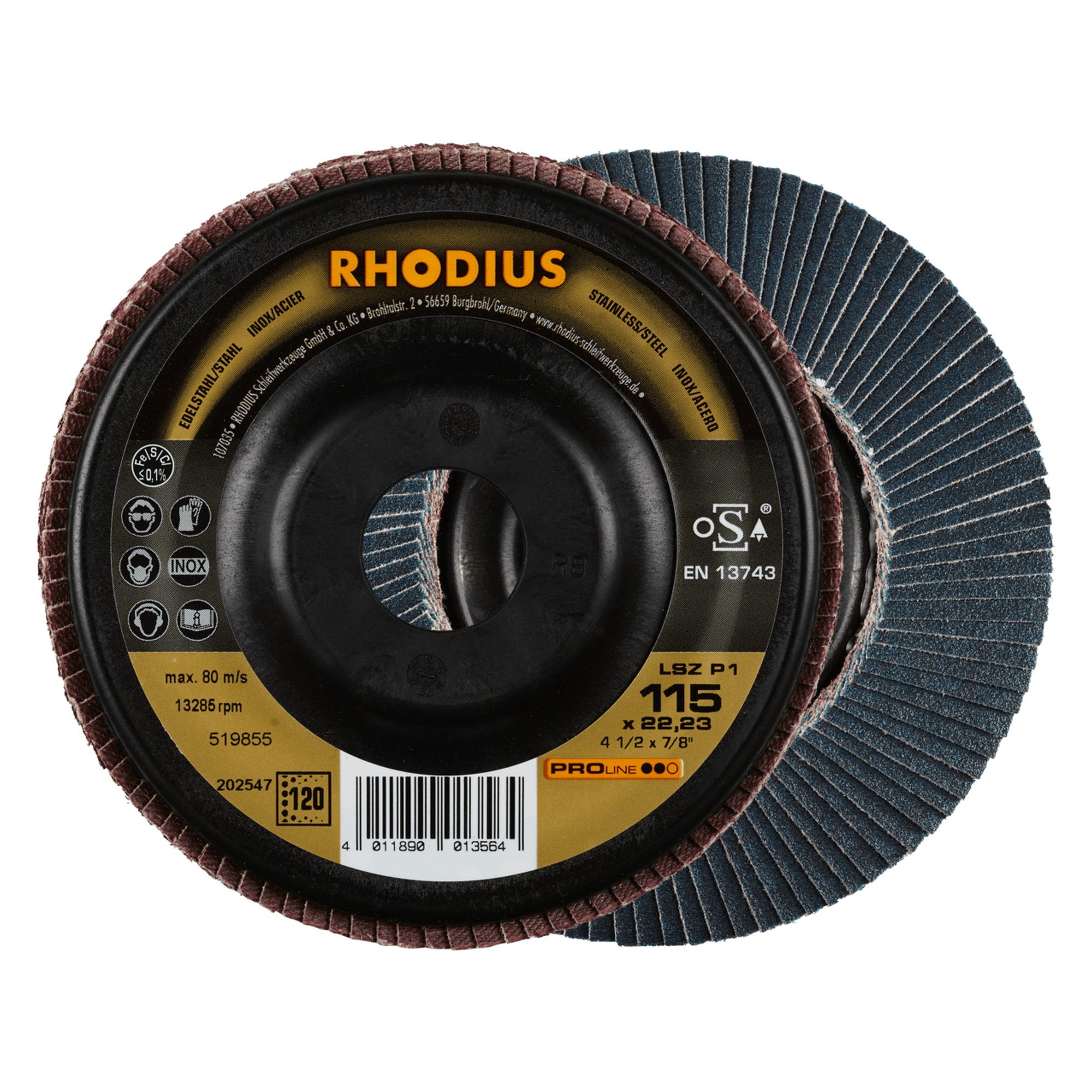 Disque à lamelles RHODIUS LSZ P1 Ø 115 mm grain 120