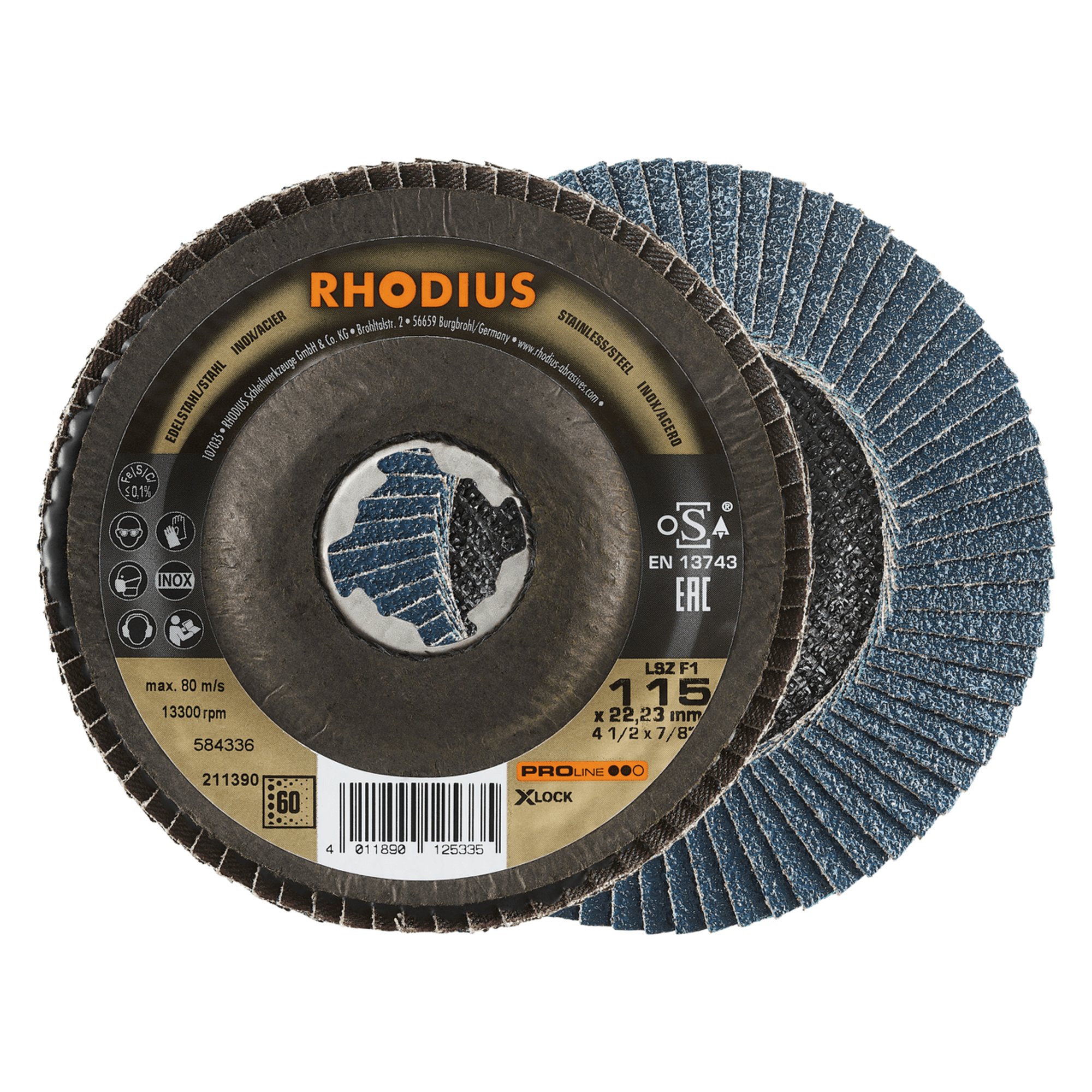 RHODIUS disque à lamelles disque à lamelles LSZ F1 X-LOCK Ø 115 mm grain 60