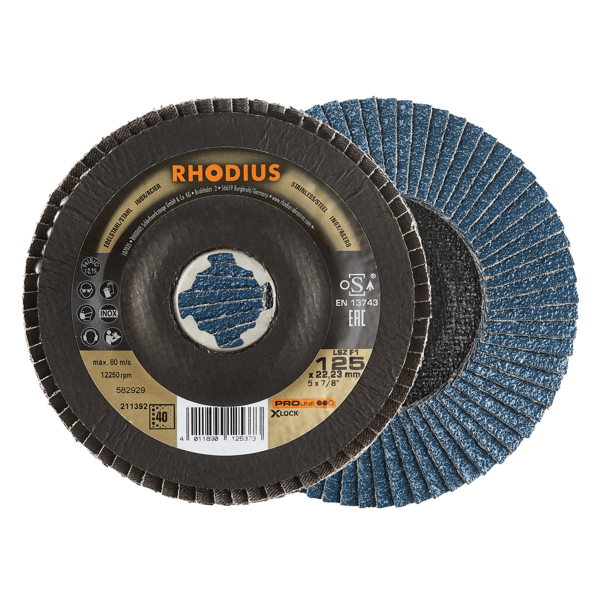 Disque à poncer RHODIUS LSZ F1 X-LOCK Ø 125 mm grain 40