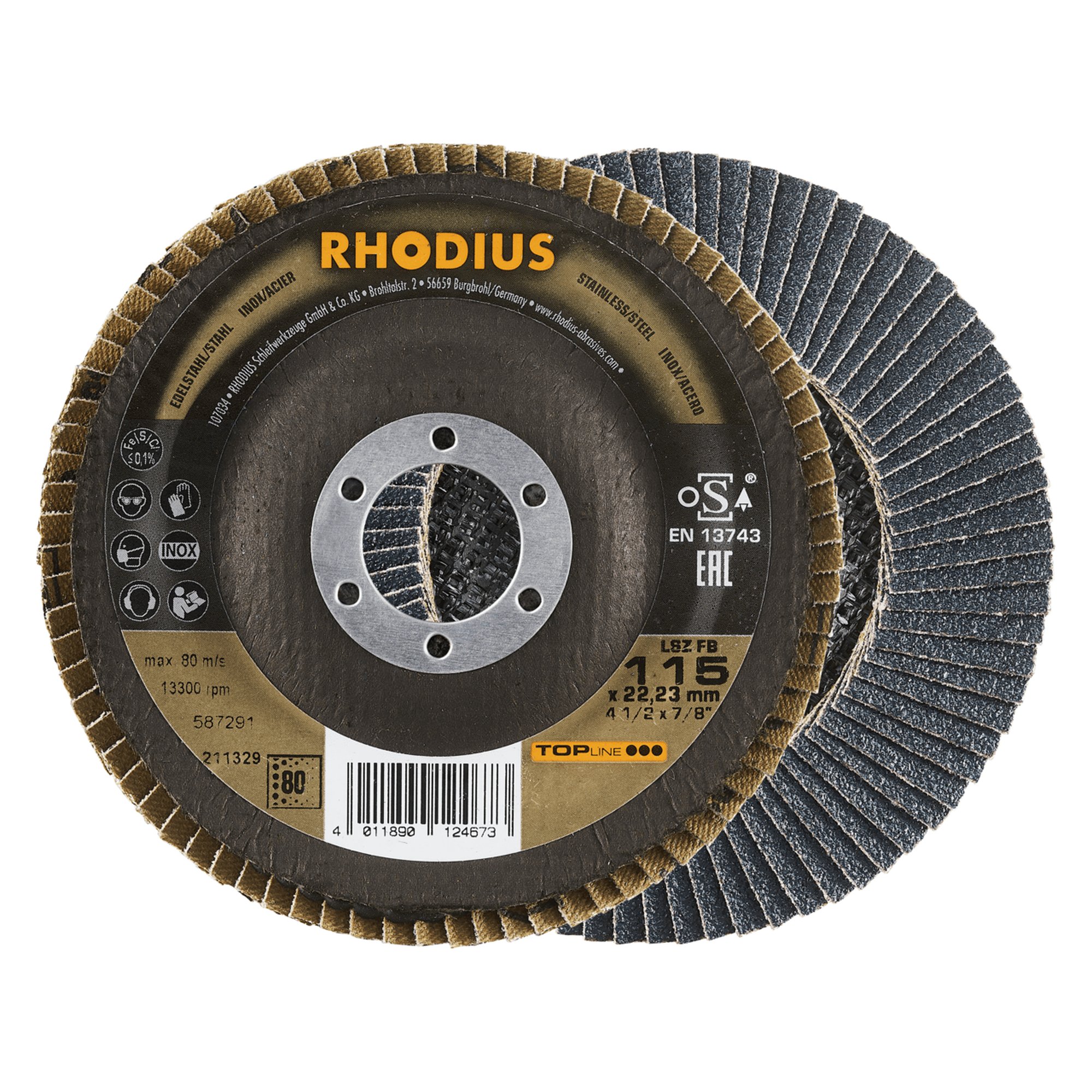 Disque à poncer RHODIUS LSZ FB Ø 115 mm grain 80