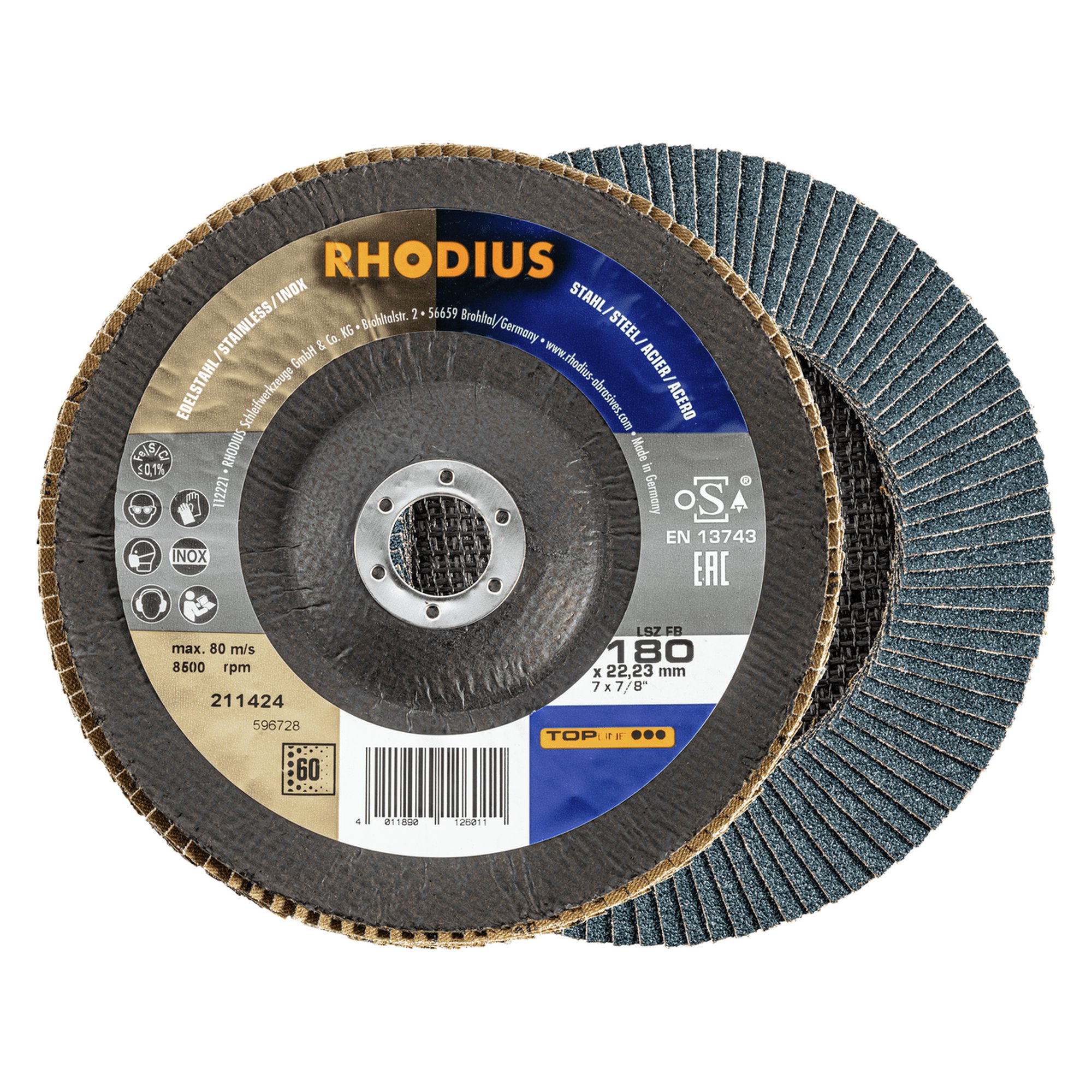 RHODIUS disque à lamelles disque à lamelles LSZ FB Ø 180 mm grain 60